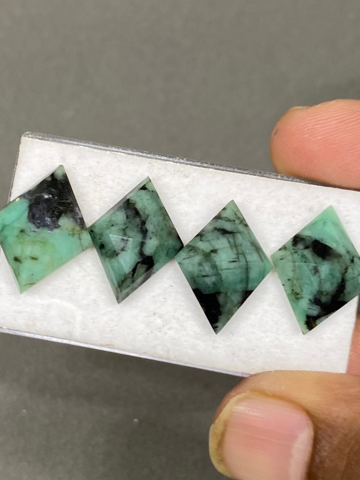 Alluring Natural Emerald diamond geometric cut size 19x15mm wt 26 carats pcs 4 Emerald Step cut pcs 20 wholesale lot