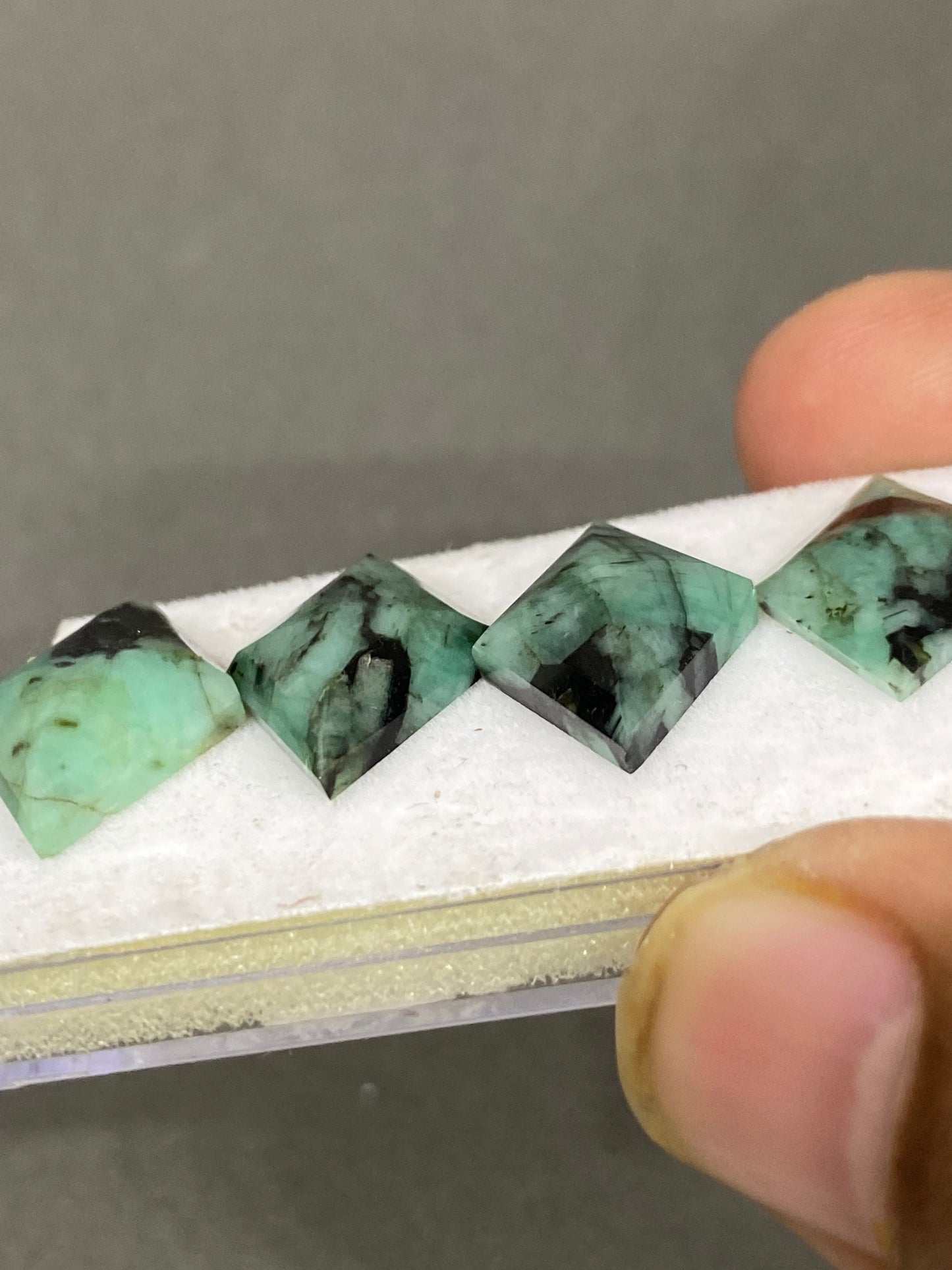Alluring Natural Emerald diamond geometric cut size 19x15mm wt 26 carats pcs 4 Emerald Step cut pcs 20 wholesale lot