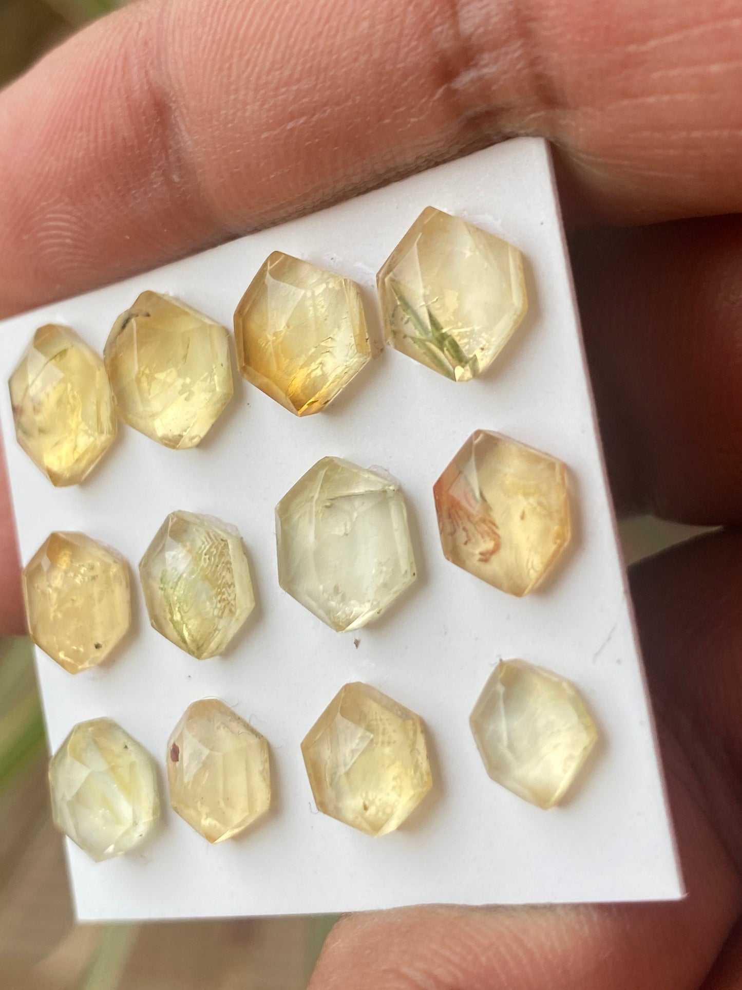 Alluring citrine hexagon shape step cut weight 19 carats pcs 12 size 7.6x6.1mm-10.1x7.7mm citrine hexagon shape stepcut