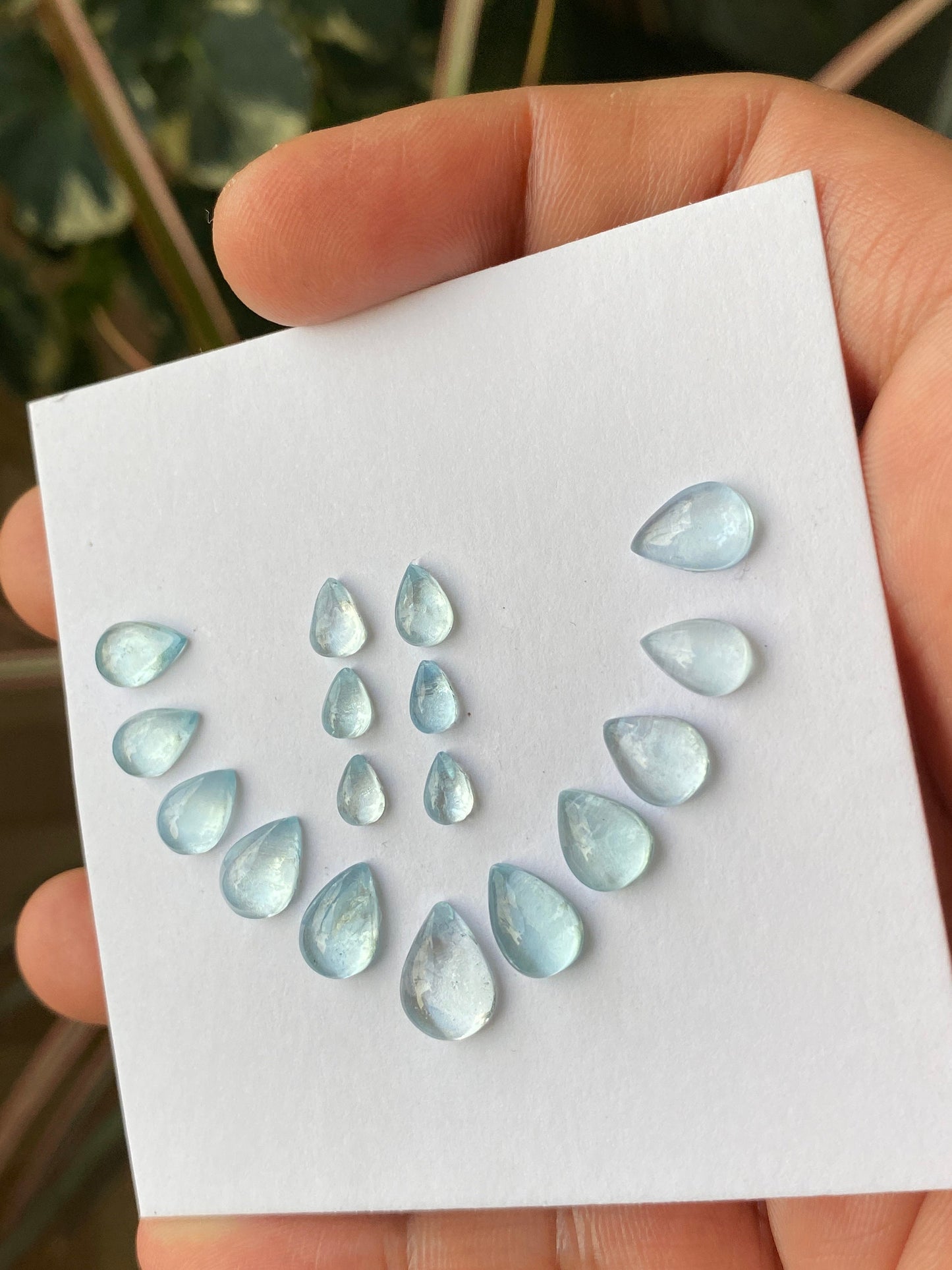 Amazing aquamarine pear cabochons necklace earring set natural aquamarine cabochons weight 22 pcs 17 size 6x4mm-11x8mm aquamarine cabochons