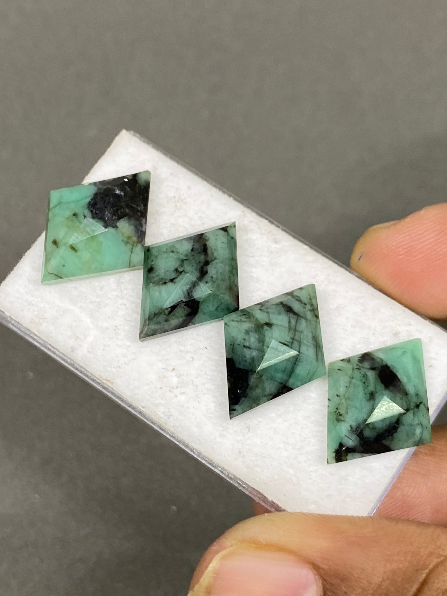 Alluring Natural Emerald diamond geometric cut size 19x15mm wt 26 carats pcs 4 Emerald Step cut pcs 20 wholesale lot