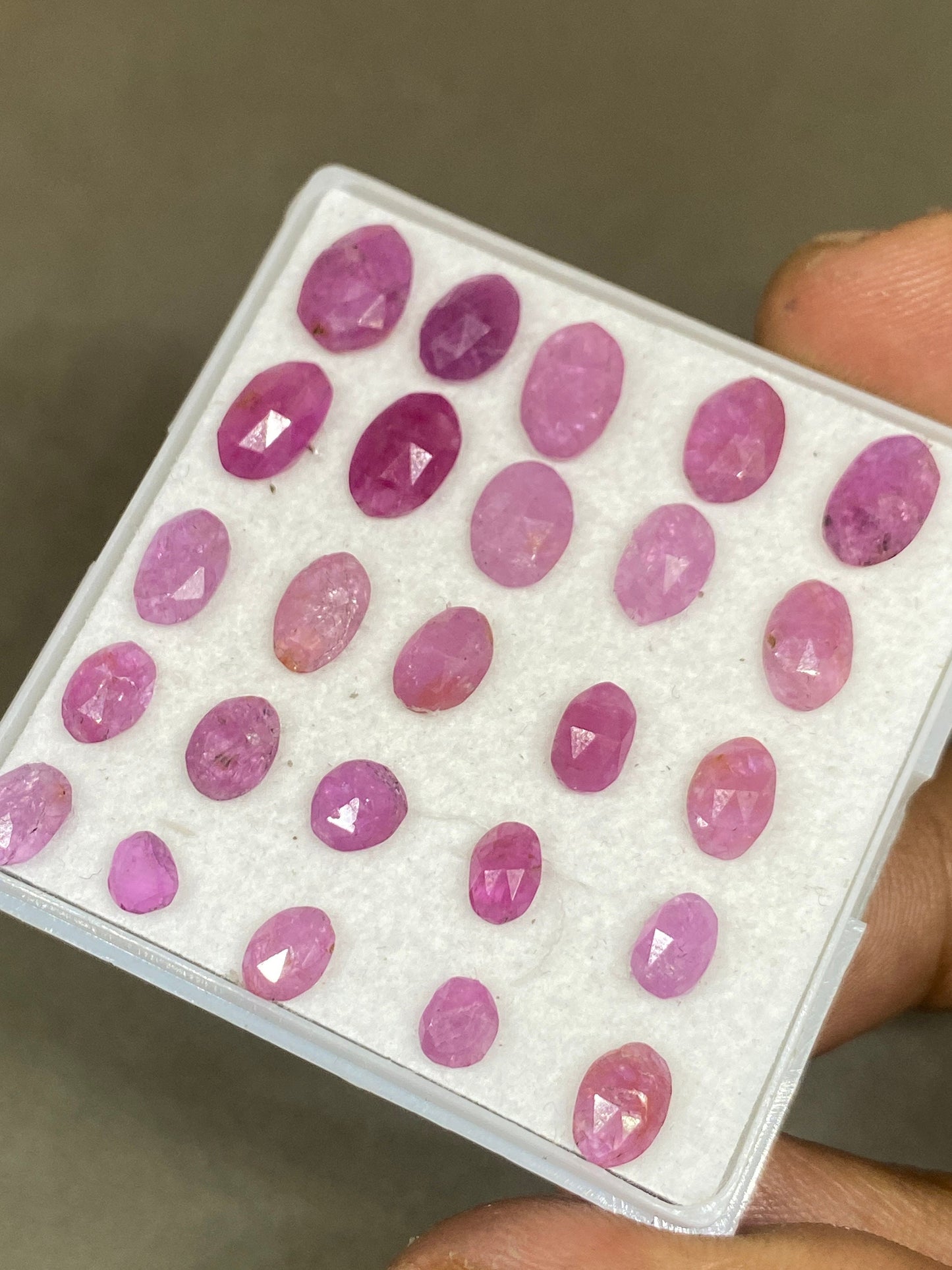 Extremely rare mozambique mines natural ruby pink  rosecut oval pcs 25 wt 23 cts size 4.5x3.8mm-8.4x6mm unheated untreated ruby rosecut