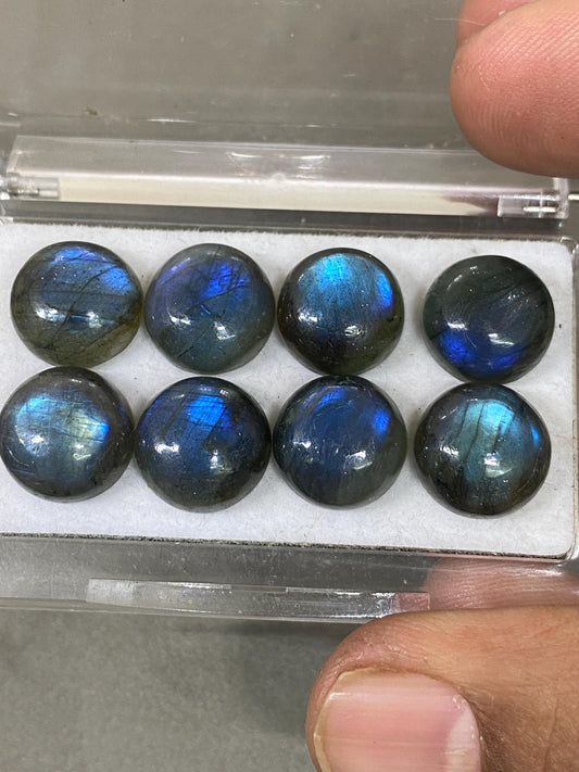 Labradorite blue fire round Cabochons Good Quality  flashy size  12mm wt 53.50 carats pcs 8 labradorite cabochons