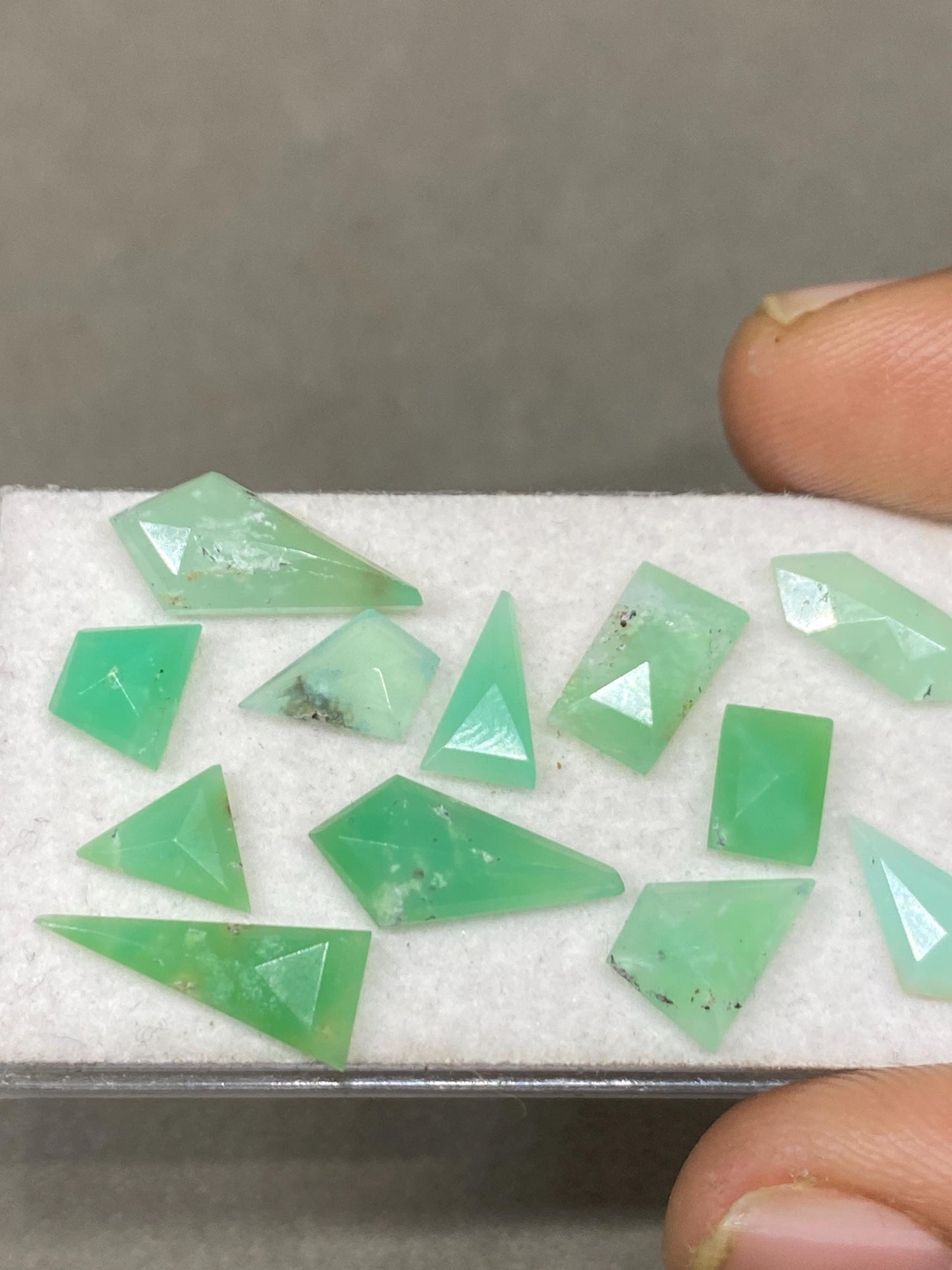 Dazzling chrysoprase  Geometric stepcut wholesale lot Pcs 12 weight 13.25 carats size 8mm-16x7mm  chrysoprase stepcut