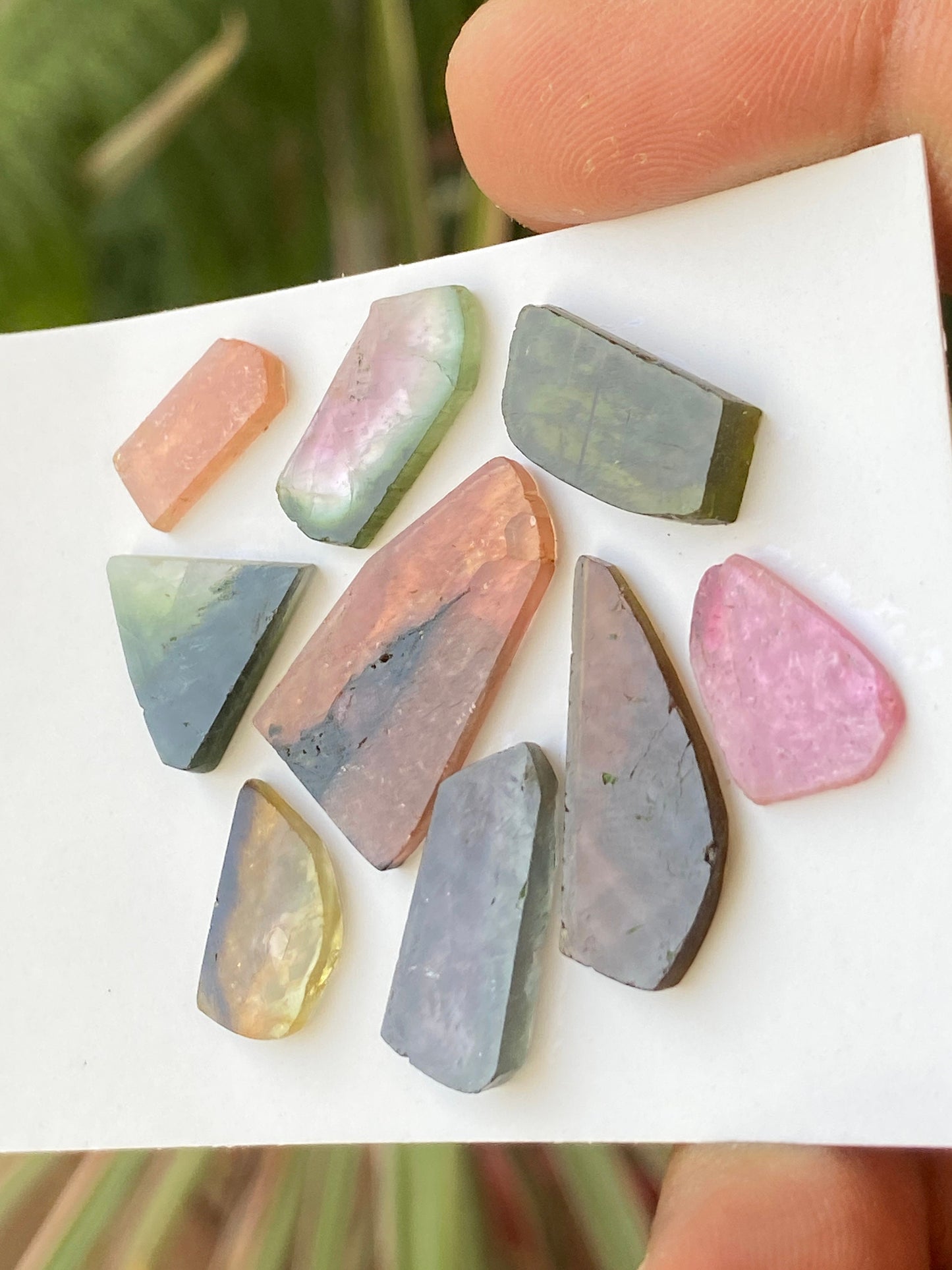 Vivacious Watermelon multi tourmaline geometric cut flats lot fine quality wt 37 cts size 15x10mm-24x13mm pcs 9 natural tourmaline geometric