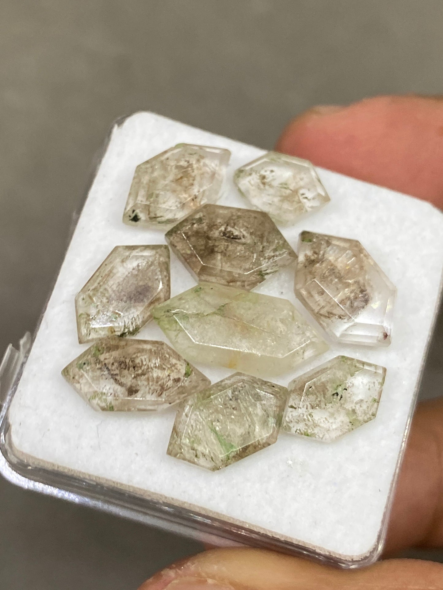 Mesmerising very rare  herkimer diamond hexagon amazing quality pcs 9 weight 20 carats size 9x6mm-16x7mm rosecut herkimer diamond