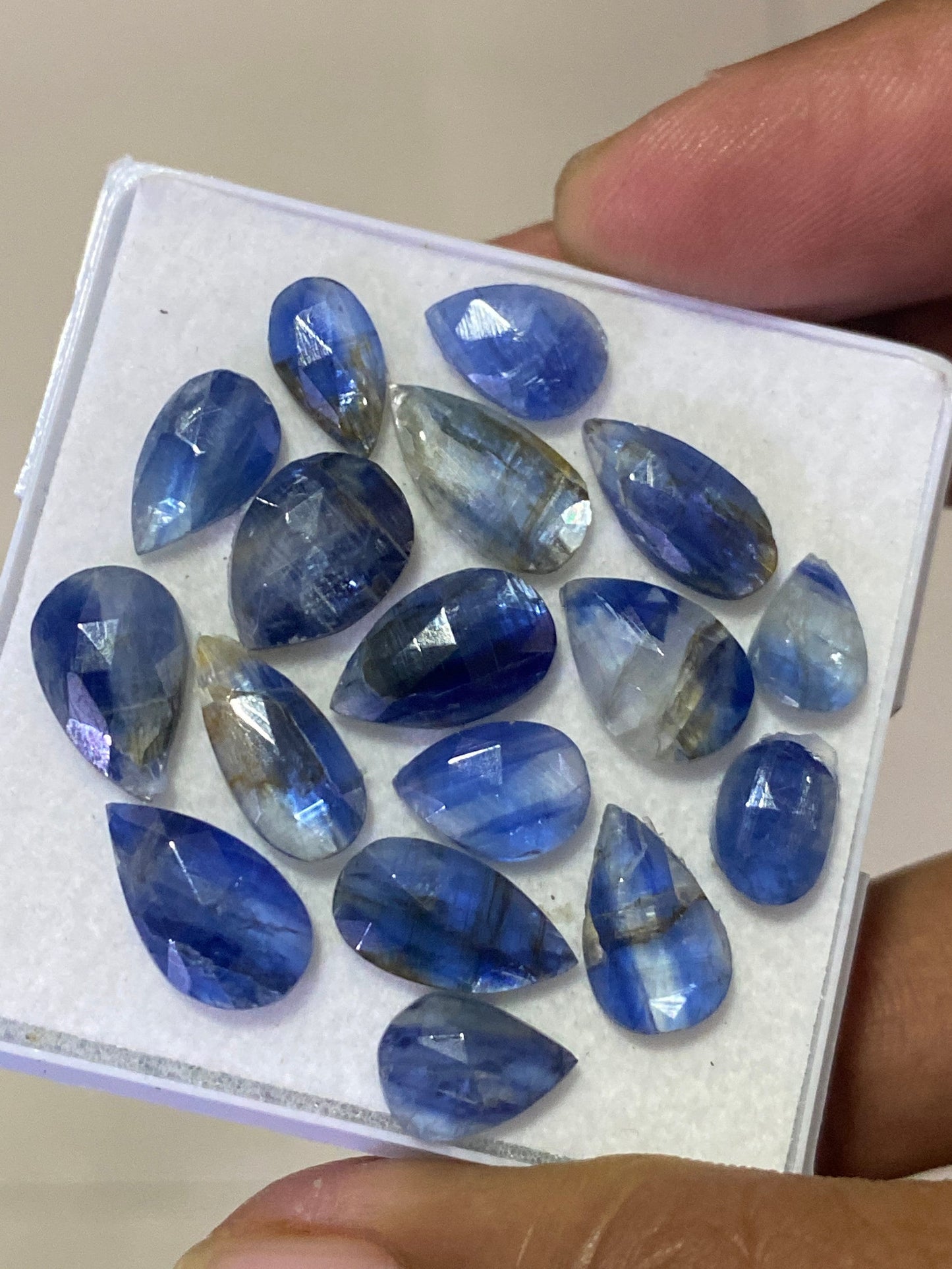 Mesmerising rare blue Kyanite rosecut pear flats fine quality  wt 39 carats pcs 17 size 8x6-13x7mm good quality rosecut kyanite