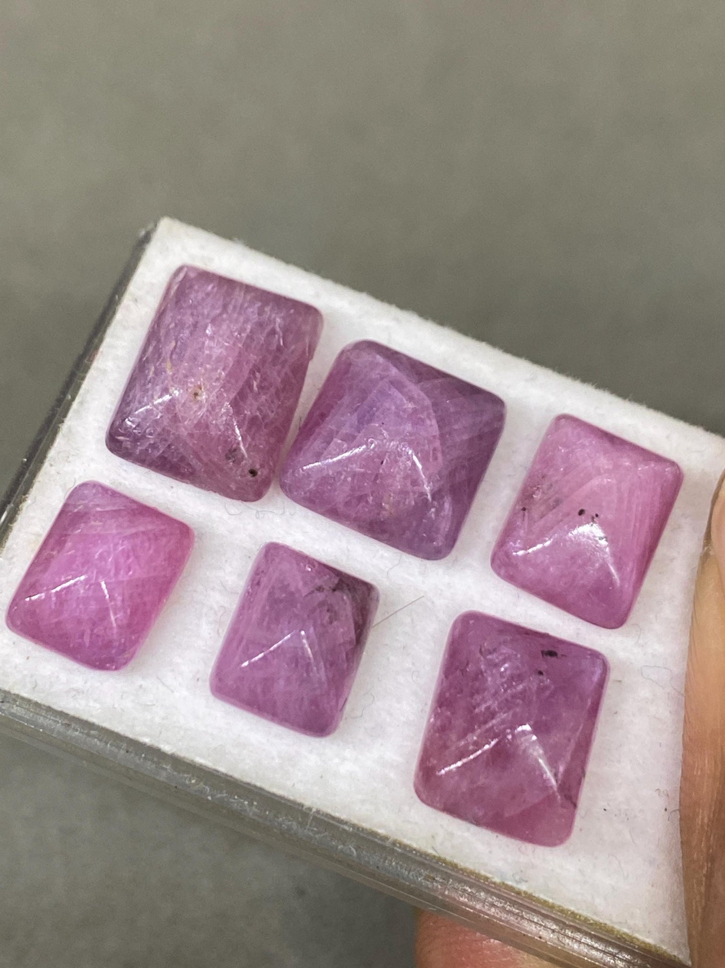 Stunning very rare  pink sapphire ruby sugar loaf cabochons  weight 31.85 cts pcs 6 size  8.9x7-12x9.2mm ruby sugar loaf cabochons