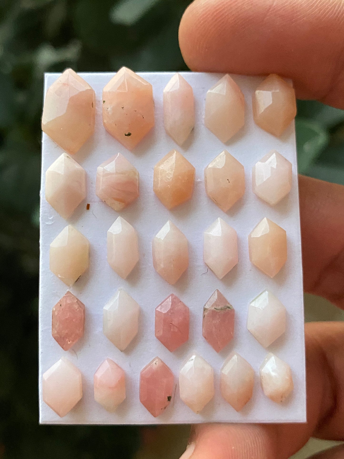 Splendid Rare Pink opal hexagon step cuts weight 47.50 carats  pcs 26 size 7.8x4.7mm-14.3x8mm Pink opal stepcut hexagon flatbacks