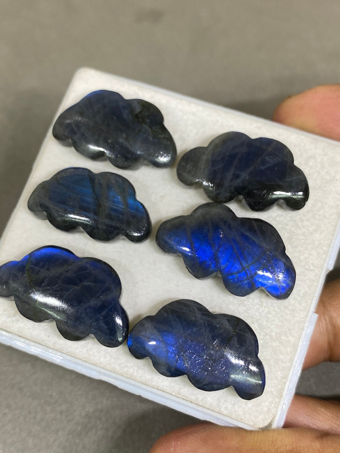 Stunning rare labradorite cloud carving  blue fire carving pcs 6 wt 115 cts size 24x13-33x14mm labradorite cloud carving