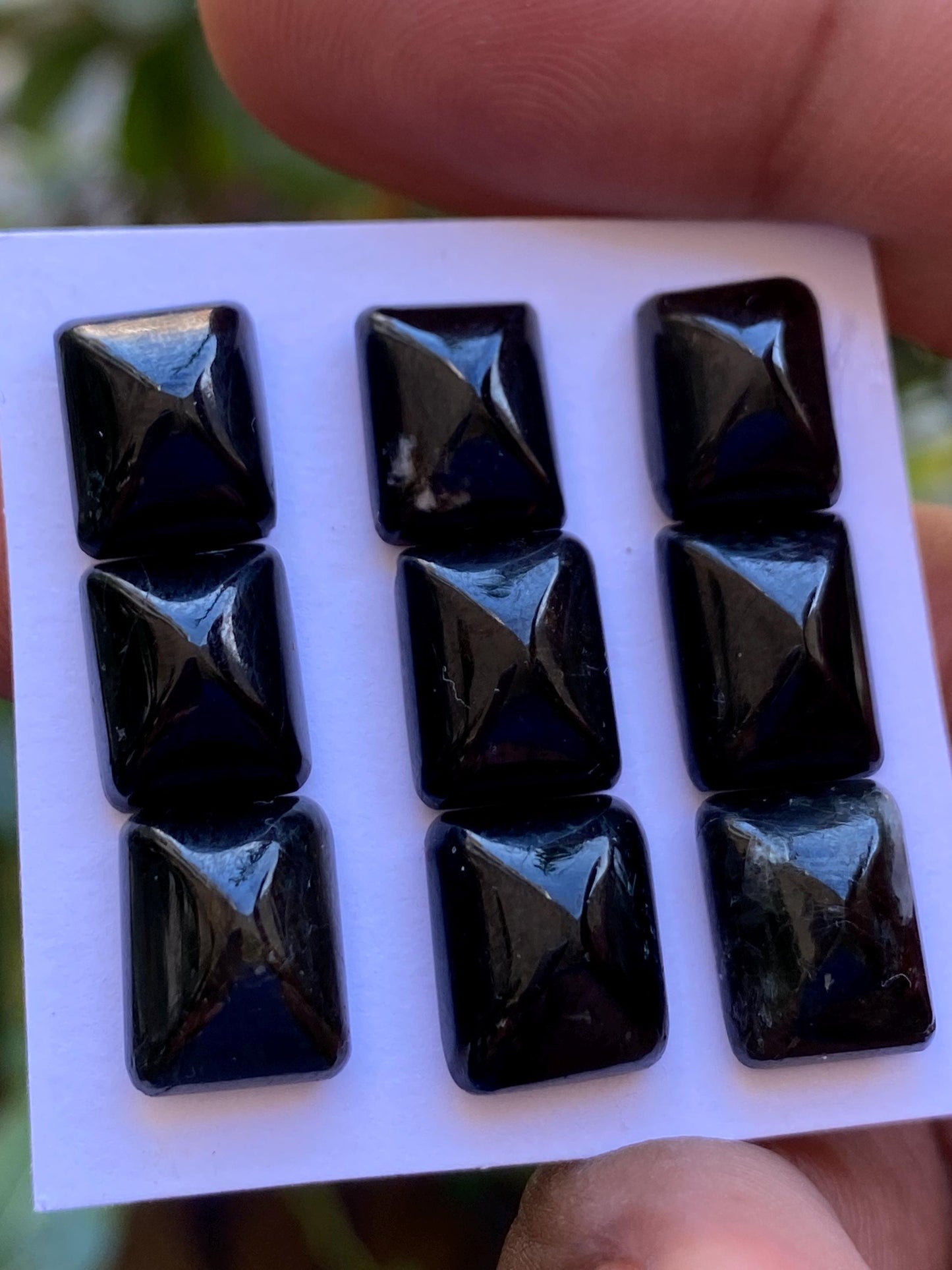 Gorgeous rare Black tourmaline sugar loaf cabochons  wholesale lot wt 45.95 cts pcs 9 size 10.5x8.5mm-11.6x9mm black tourmaline cabochons