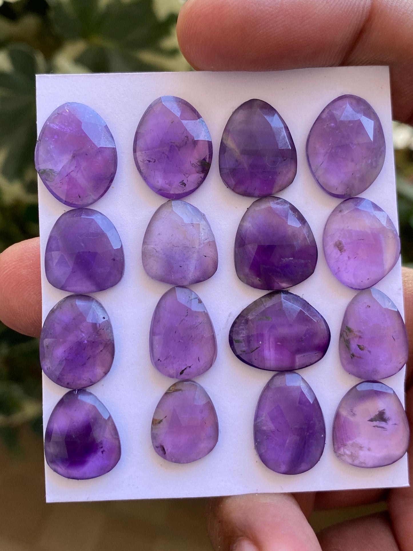 Lovely amethyst rosecut flatback beautiful fine polish and cutting weight 71.10 carats size  12x10mm-16x12mm pcs 16 rosecut amethyst