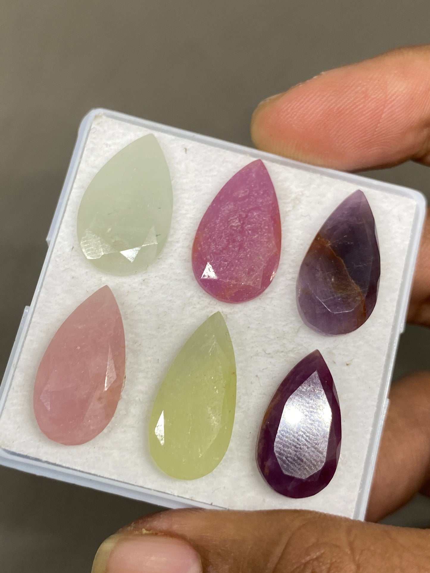 Beautiful  colorful natural Rosecut multi sapphire pear shape mirror flatback gems wt 52  cts pcs 6 size 19x11-22x11mm  rosecut sapphire