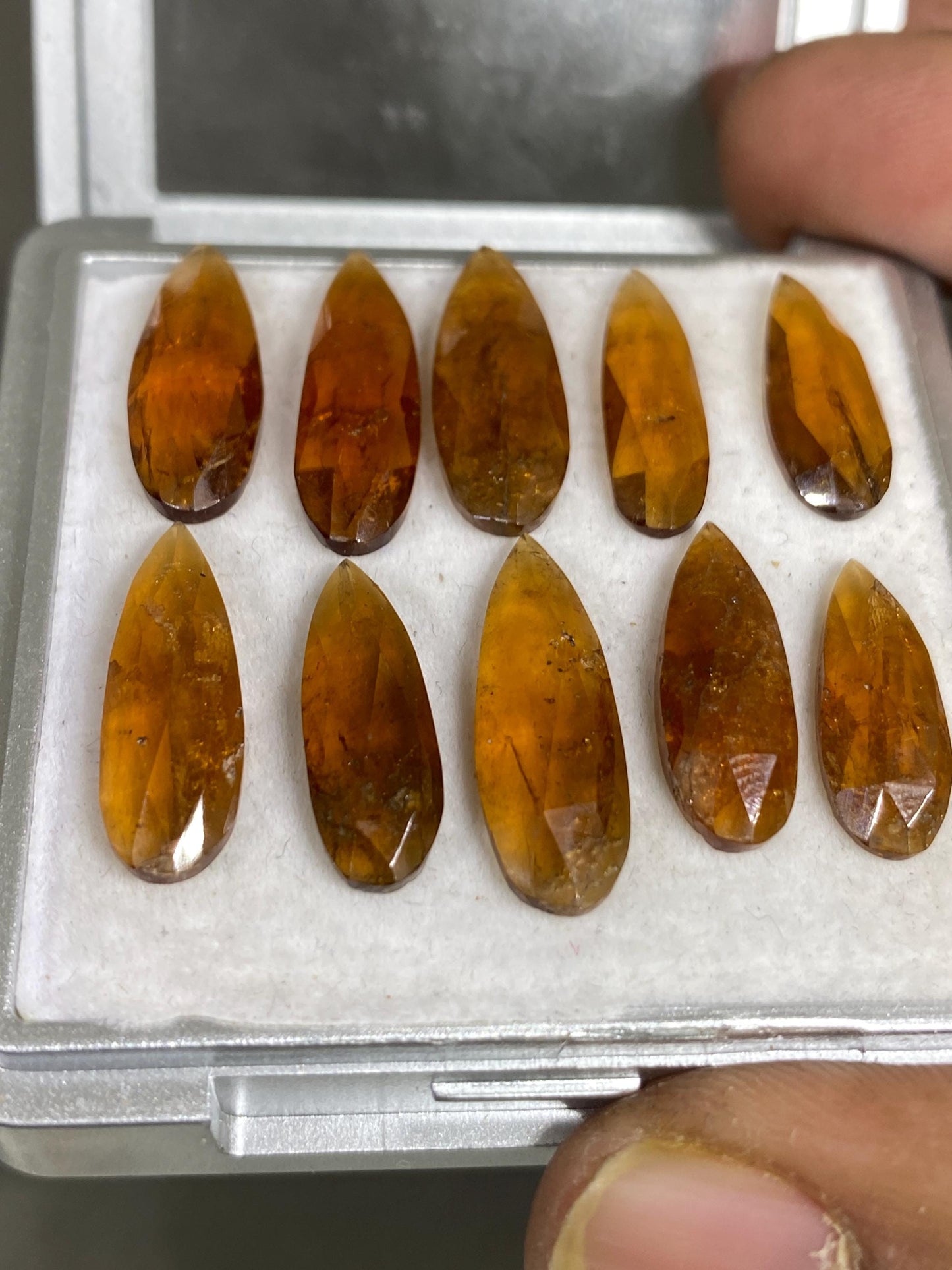 Stunning hessonite orange garnet pear shape rosecut wt 40 carats pcs 10 size 17x6mm-22x6mm Hessonite garnet rosecut pears