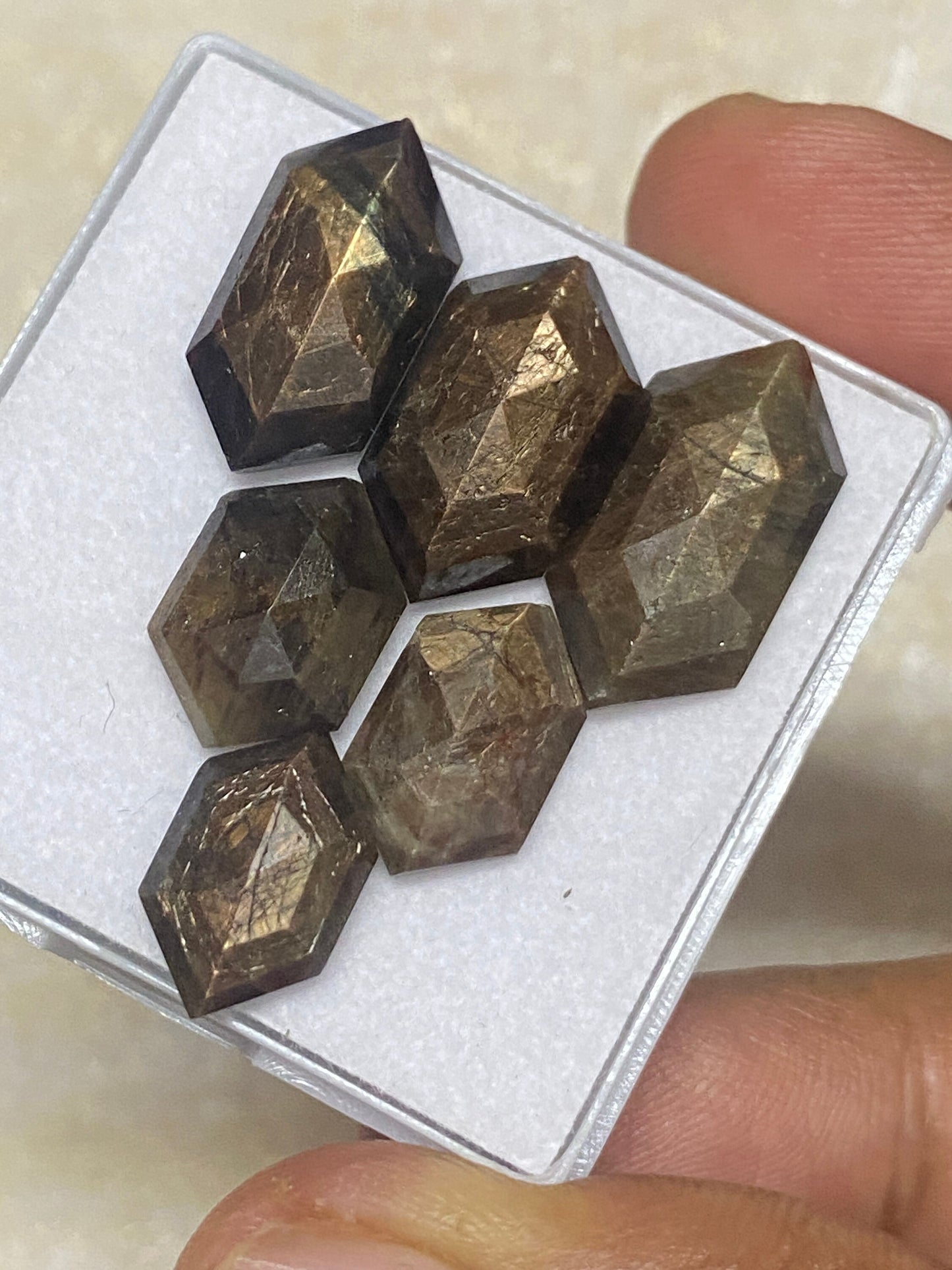 Stellar very Rare golden sapphire hexagon step cut size 11x9-18x10mm wt 42 carats pcs 6 golden sapphire stepcut hexagon