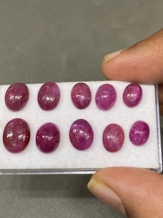 Very rare Mozambique Natural Ruby Cabochons oval 27 carats  pcs 10 size 8x6mm-11x9mm rare ruby cabochons wholesale lot