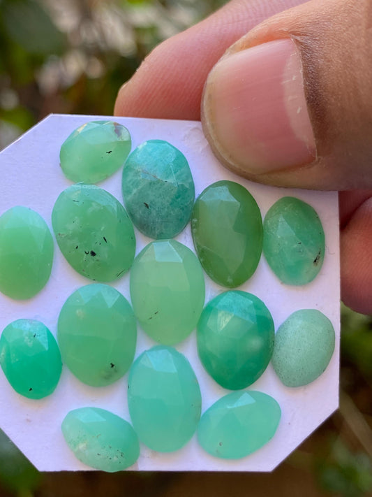 Dazzling Chrysoprase rosecut fancy wholesale lot fine quality wt 24.80 carats pcs 15 size 9x6.5mm-12.5x8.2mm chrysoprase rosecut