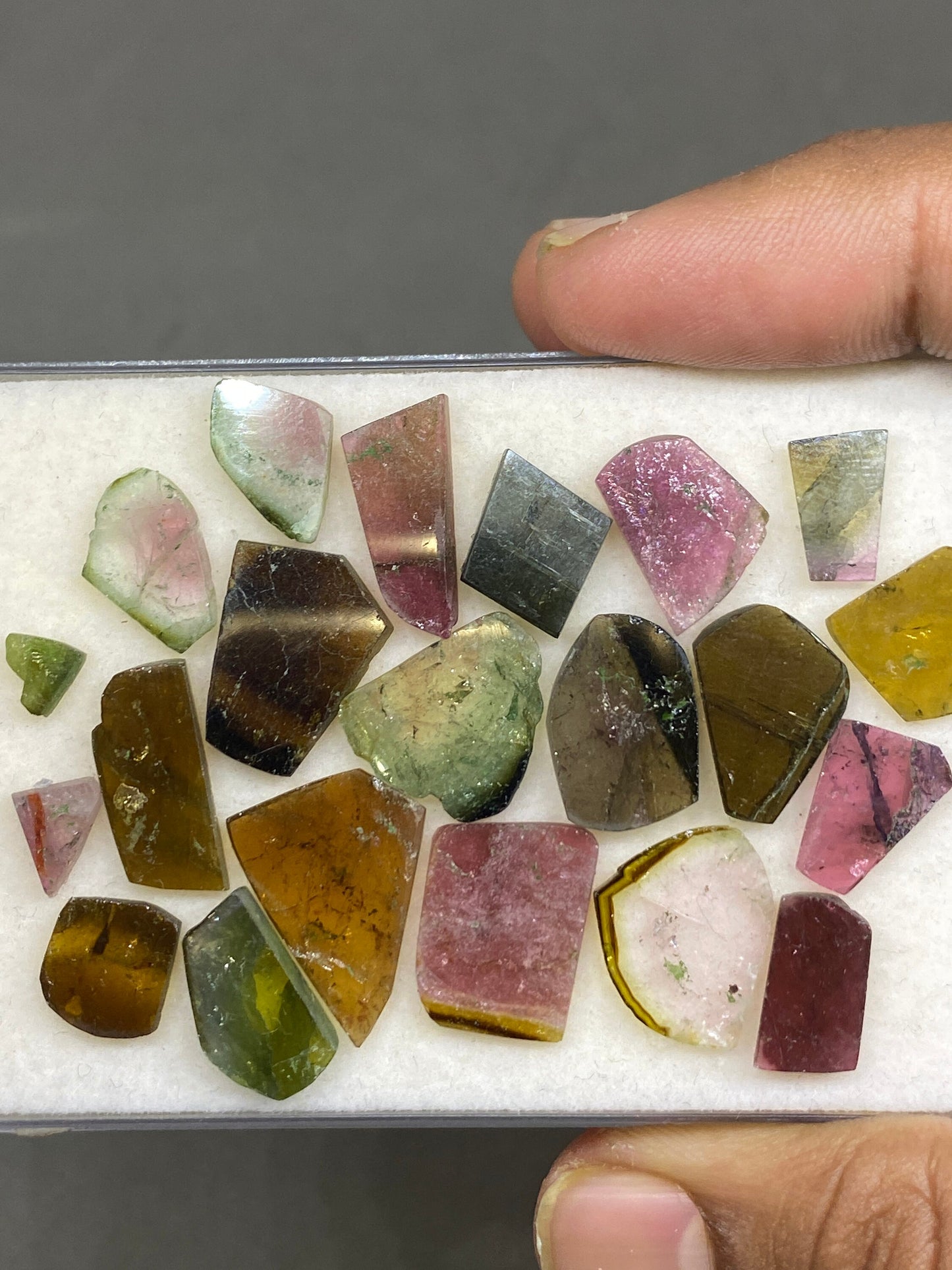 Stunning Watermelon multi tourmaline geometric cut flats lot fine quality wt 65 cts size 6.8x5mm-19x14mm pcs 21 natural tourmaline geometric