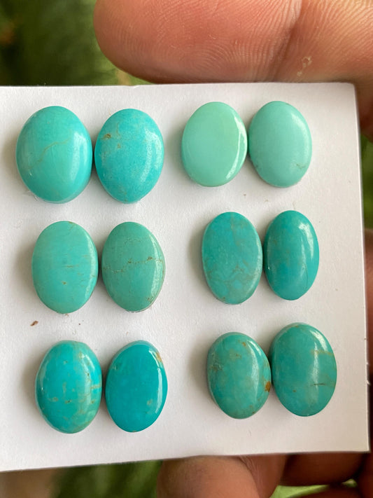 Fabulous rare Arizona mines Turquoise cabochons pair natural smooth polished ovals pcs 12 wt 46 carats 12x9mm turquoise cabochons oval