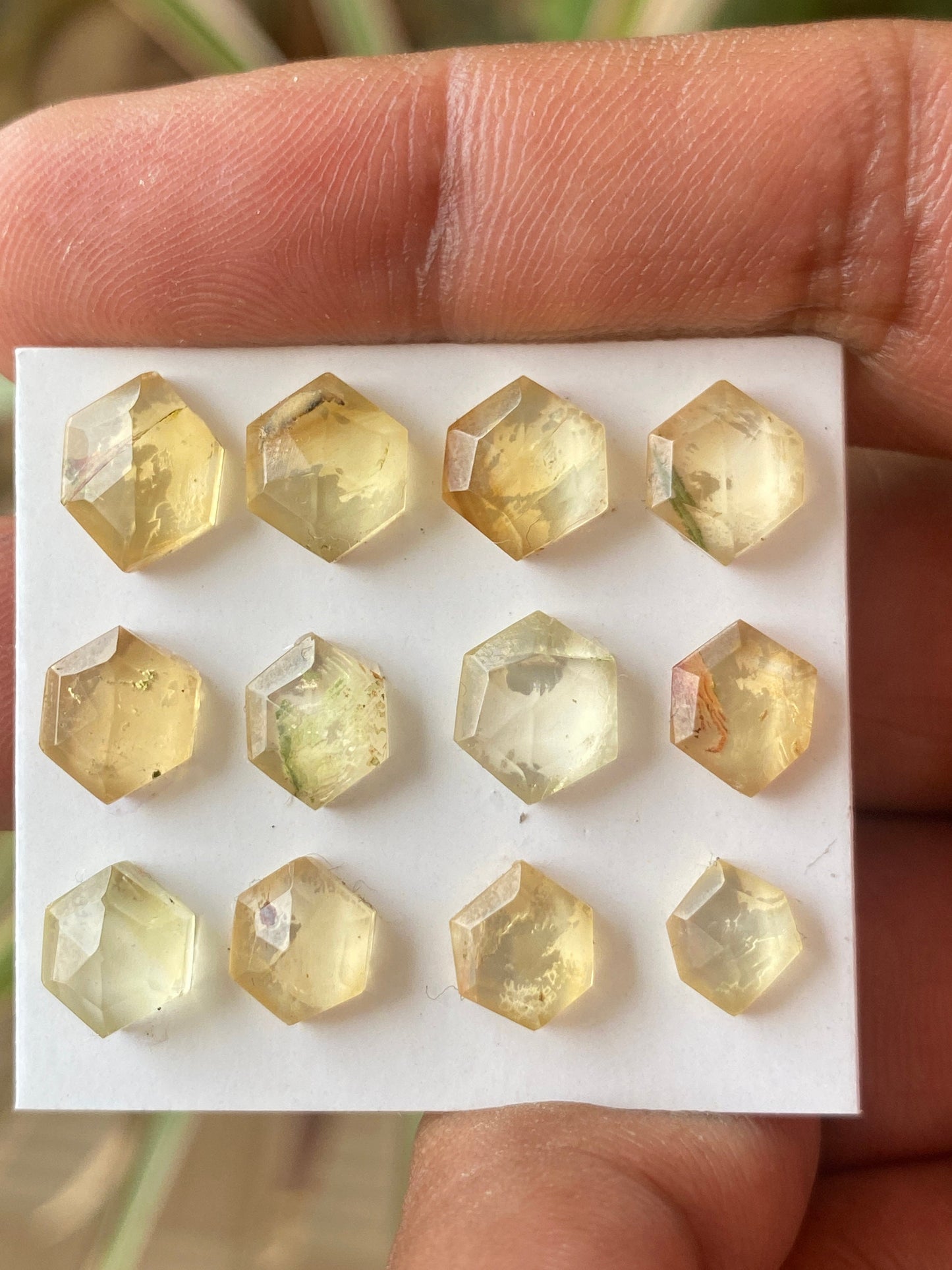 Alluring citrine hexagon shape step cut weight 19 carats pcs 12 size 7.6x6.1mm-10.1x7.7mm citrine hexagon shape stepcut