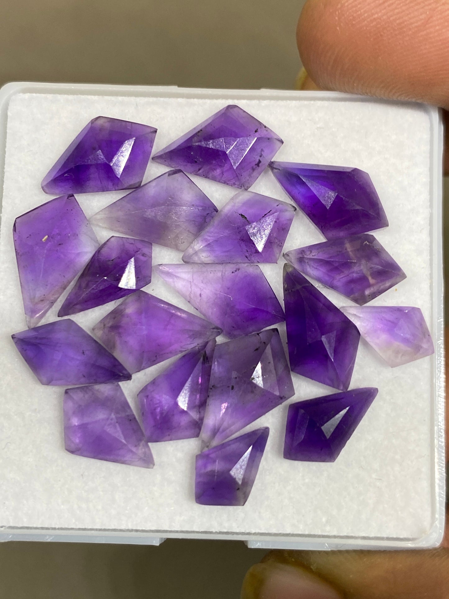 Gorgeous amethyst  Kite step cuts wt 31 cts  pcs 18 size 10x7-15x9mm Amethyst stepcut kite