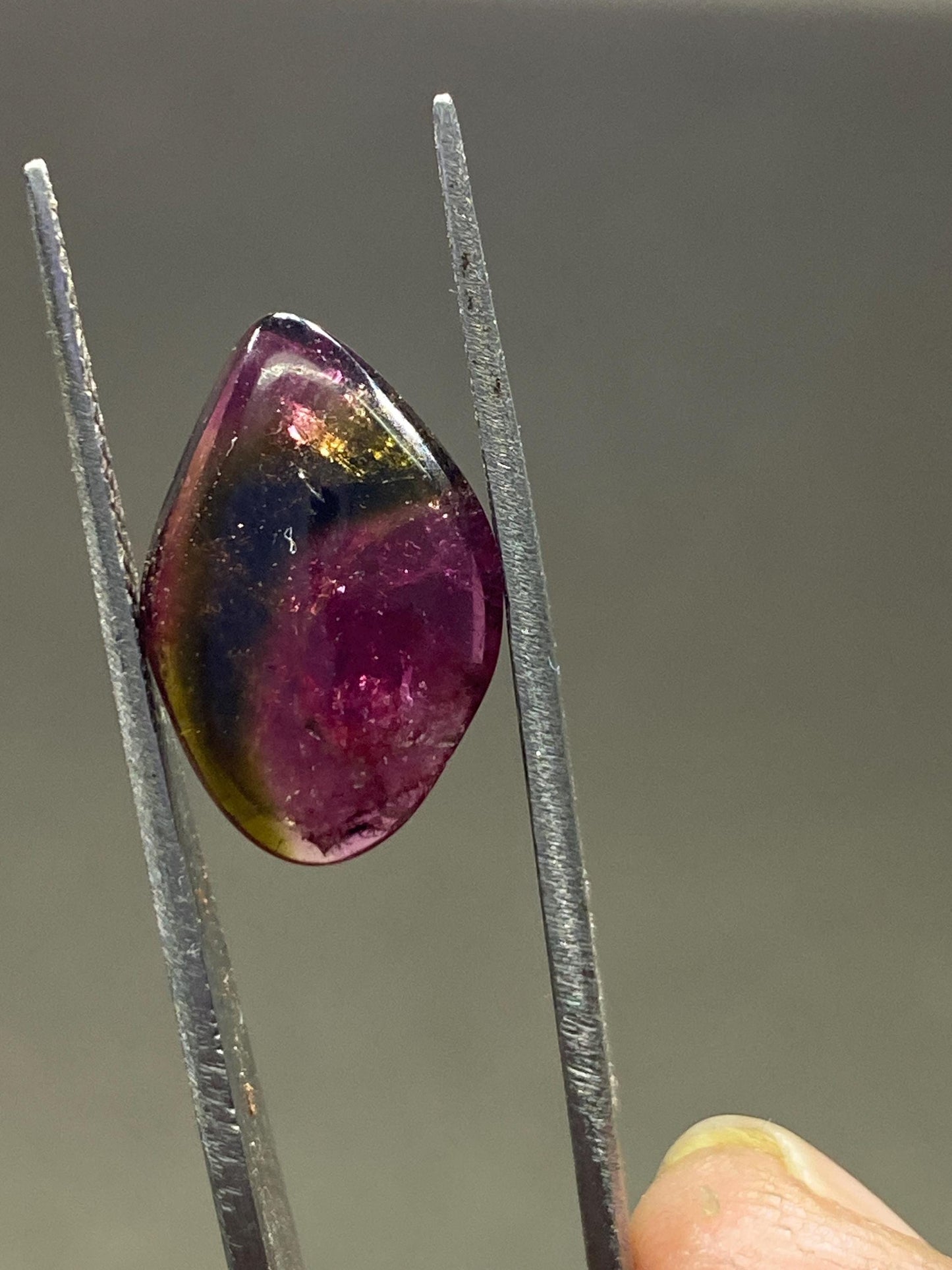 Gorgeous Rare tricolor Watermelon tourmaline nugget smooth polished lot fine quality wt 5 carats size 16.5x10.8mm watermelon tourmaline