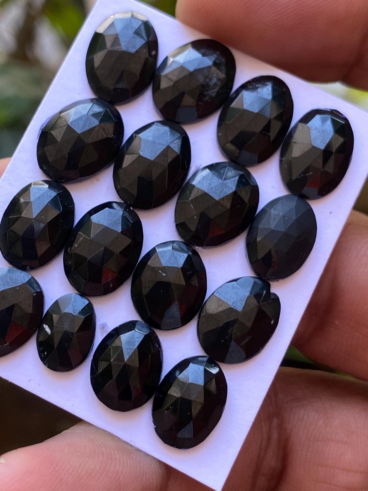 Gorgeous rare  Black tourmaline rosecut wholesale lot weight 57.50 cts pcs 16 size 10x7-13x9mm rosecut black tourmaline ovalish oval rosecut