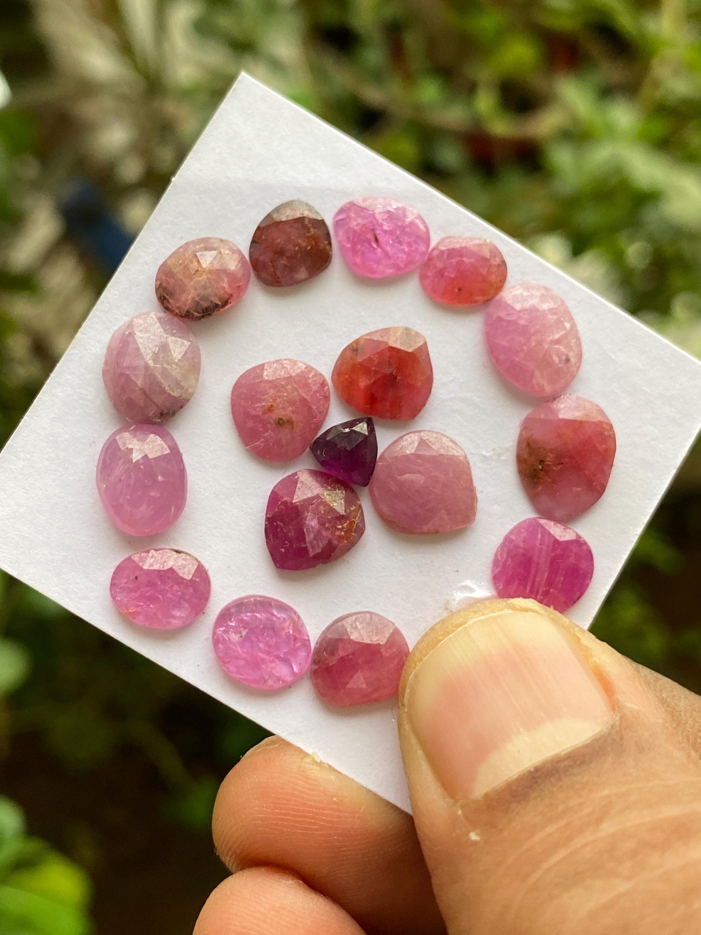 Stunning Rare mozambique mines ruby freeform heart egg rose cut wt 28 cts pcs 17 size 7x5.8mm-9.6x7.8mm ruby rosecut flatbacks