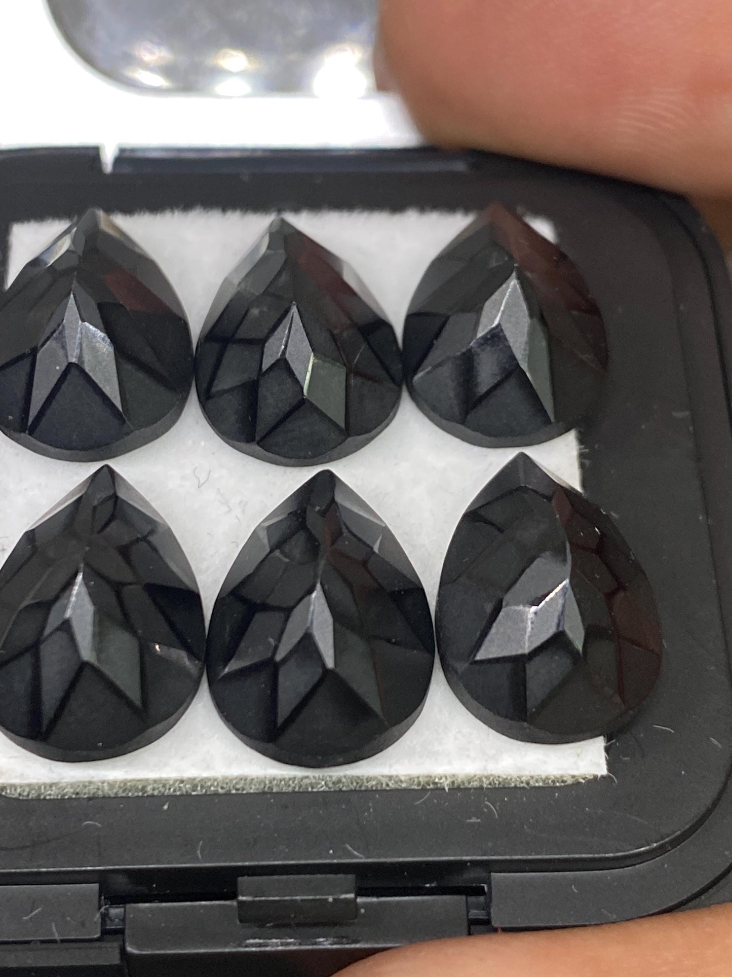 Rare Precision cut black spinel pear cut stones amazing quality pcs 6 weight 44 carats size 14x10mm black spinel cutstones