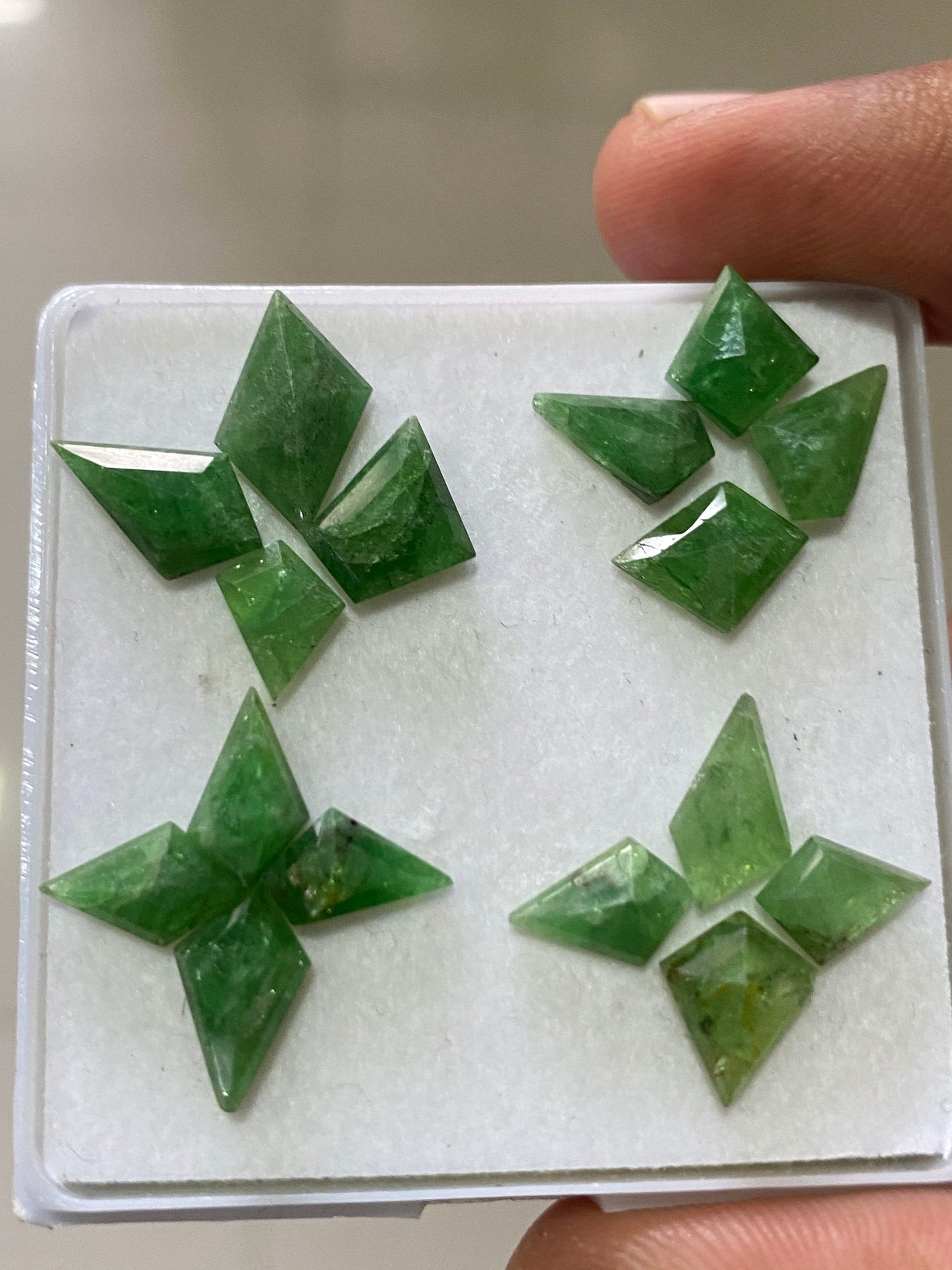 Tsavorite faceted geometric step Cut flats  Green Garnet Cuts Weight 23 carats Pcs 16 Size 8x6-14x9mm Tsavorite flats