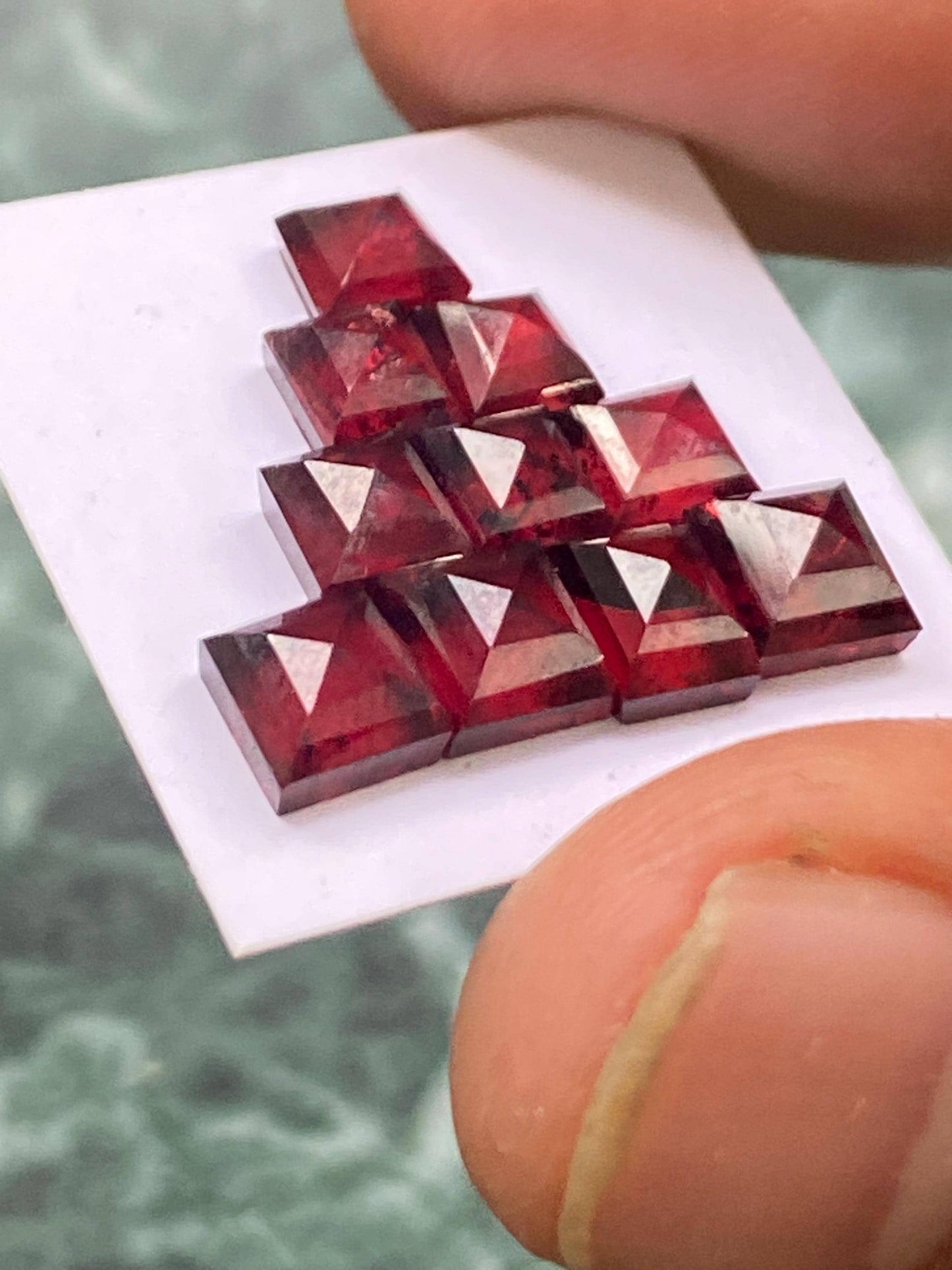 Wow Red garnet square step cuts aaa quality wt 14.20 cts pcs 10 size 5mm-6mm red  garnet stepcut squares