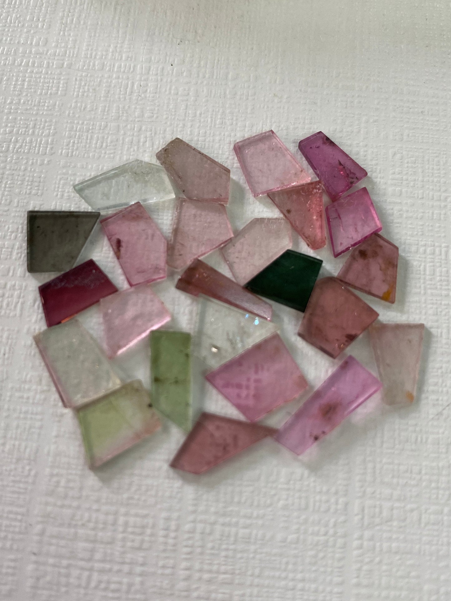 Gorgeous Watermelon multi tourmaline geometric cut flats fine quality weight 14 carats size 9x6-11x10mm pcs 24 natural tourmaline geometric