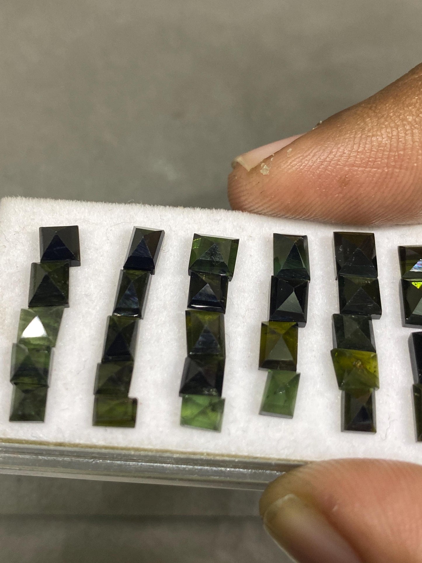 Ravishing Rare Green tourmaline sugarloaf step cuts weight 16.50 cts pcs 28 small size  6x2mm-9.6x3mm tourmaline stepcut sugar loaf flatback