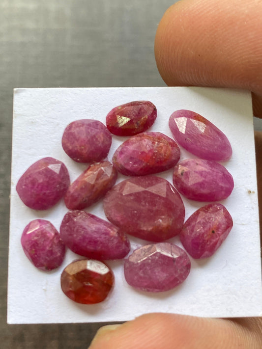 Amazing Rare natural ruby rosecut lot  mix shapes pcs 13 wt 18 cts size 7.5x5.5mm-11x8mm unheated untreated ruby rosecut