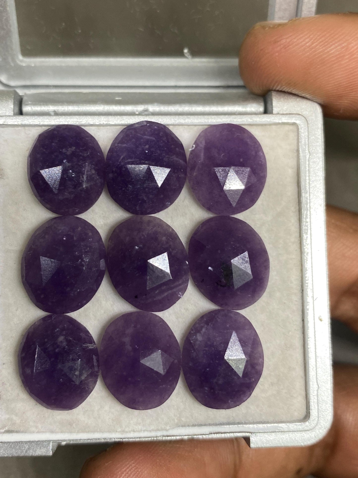 Rare purple lepidolite Rosecut gems ideal size for jewelry making Size 13x11-14x12mm pcs 9 wt 41.40 carats rosecut lepidolite pears