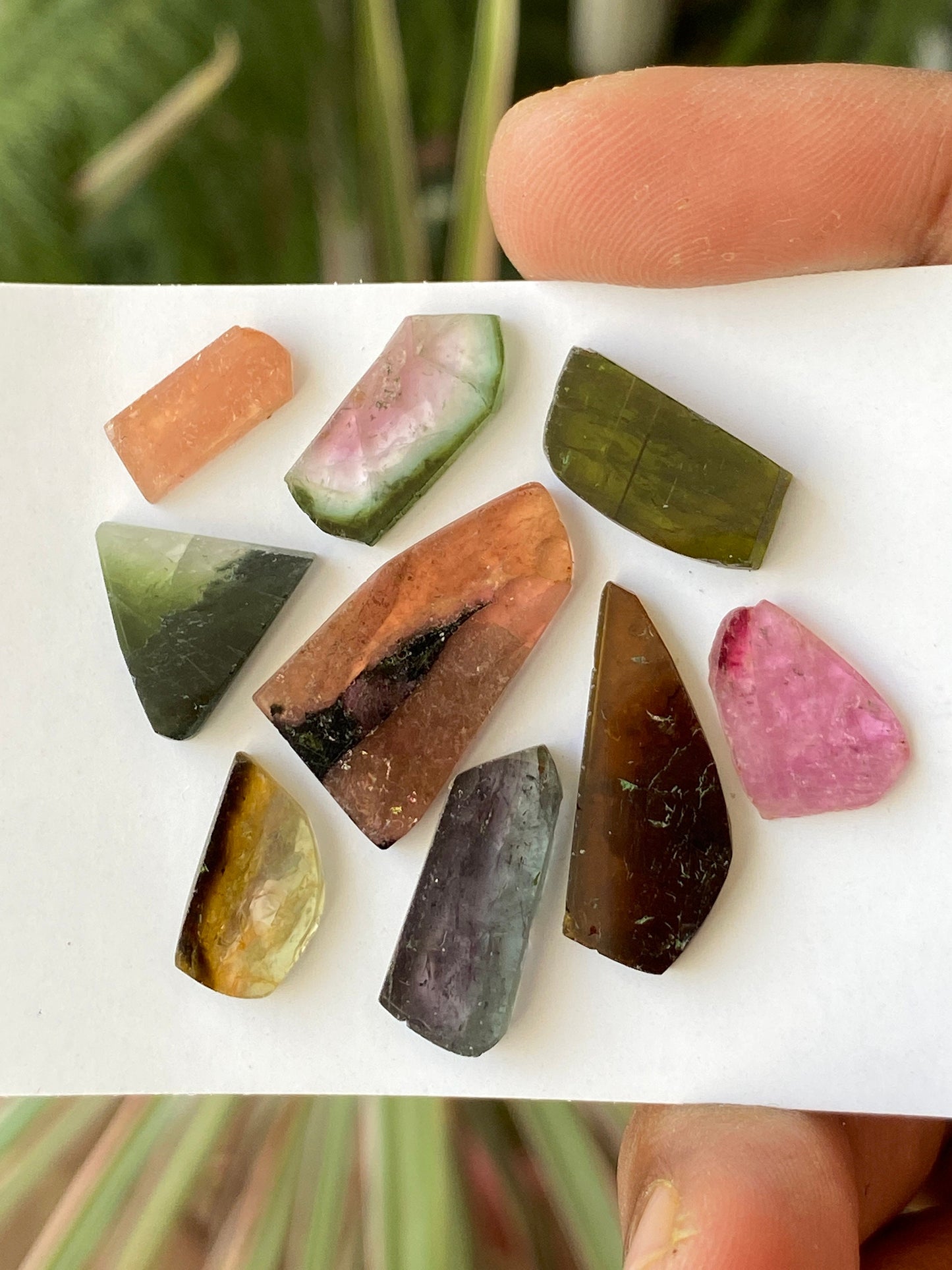 Vivacious Watermelon multi tourmaline geometric cut flats lot fine quality wt 37 cts size 15x10mm-24x13mm pcs 9 natural tourmaline geometric