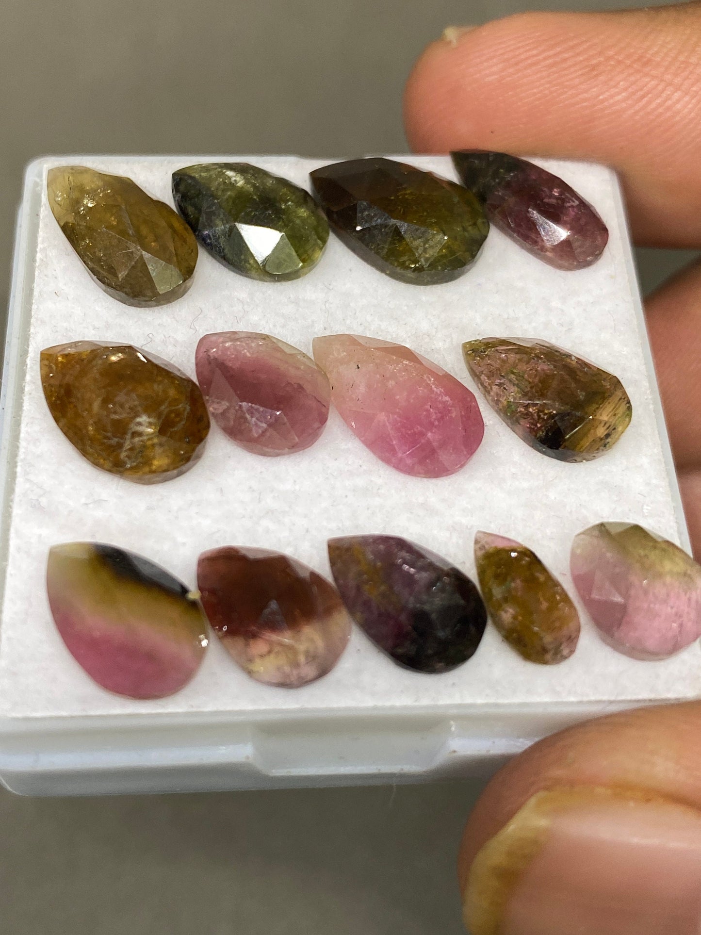 Stunning Watermelon multi tourmaline rosecut lot amazing quality pears wt 25.10 cts size 9x4.5mm-13.5x7mm pcs 13 natural tourmaline rosecut