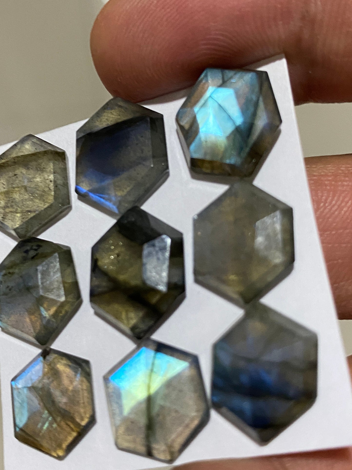 Stunning Rare beautiful labradorite  hexagon wholesale lot weight 40 cts size 12x10mm-15x11mm pcs 9 labradorite hexagon