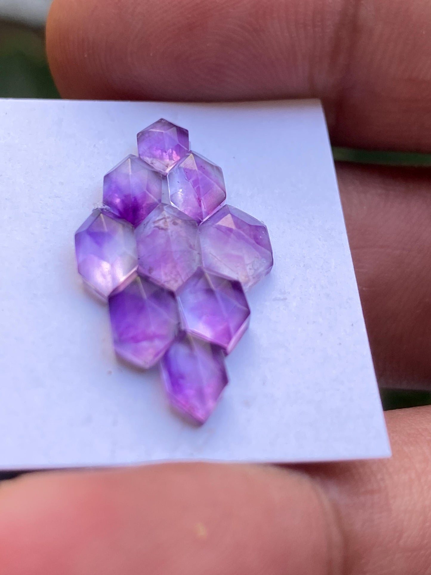 Stunning amethyst hexagon stepcut gems weight 7.80 carats pcs 9 small size 6x4-7x5mm amethyst hexagon stepcut gems