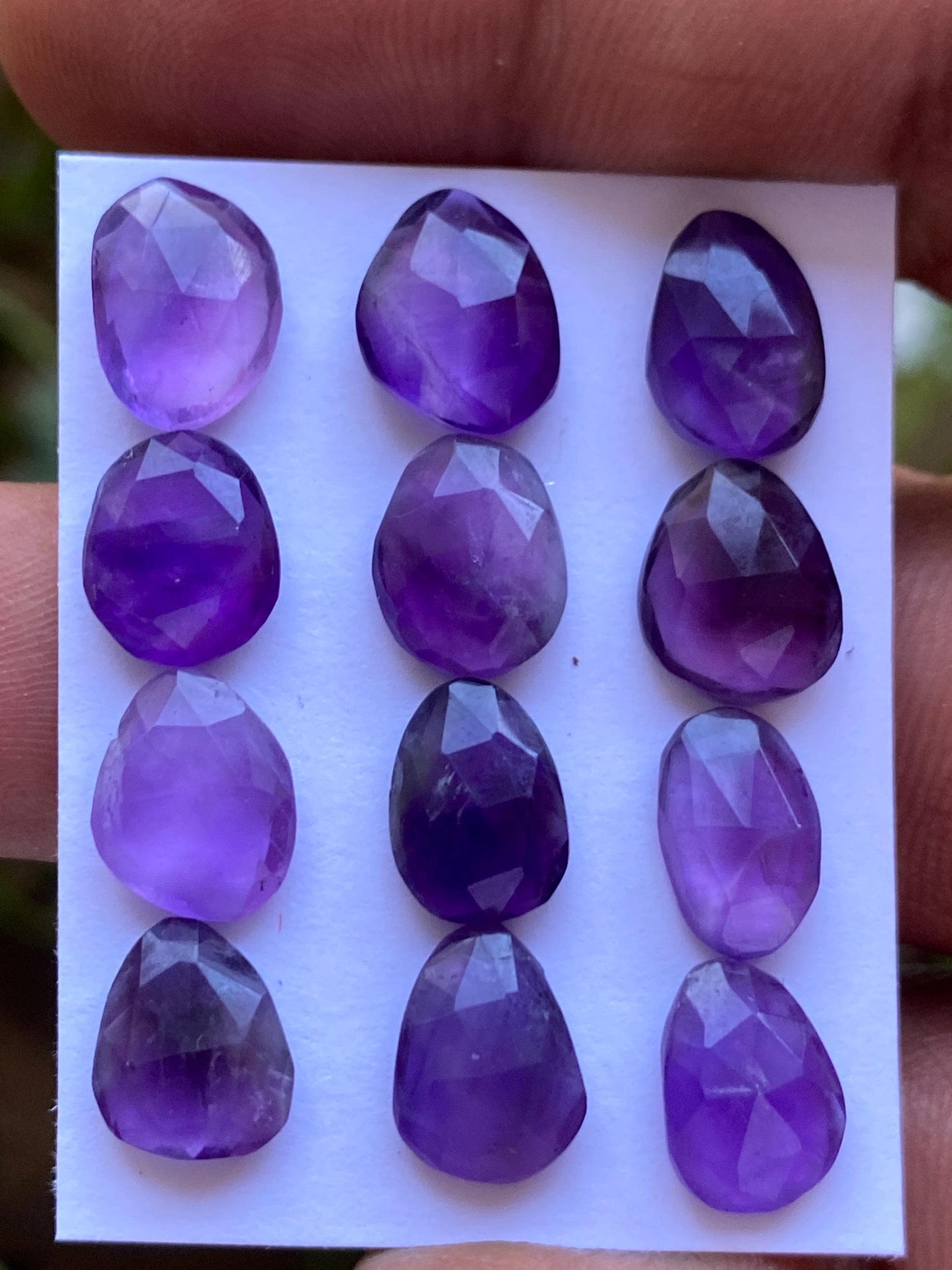 Nice amethyst rosecut flatback beautiful fine polish and cutting weight 30 carats size 10x8-21x9mm pcs 12 rosecut amethyst