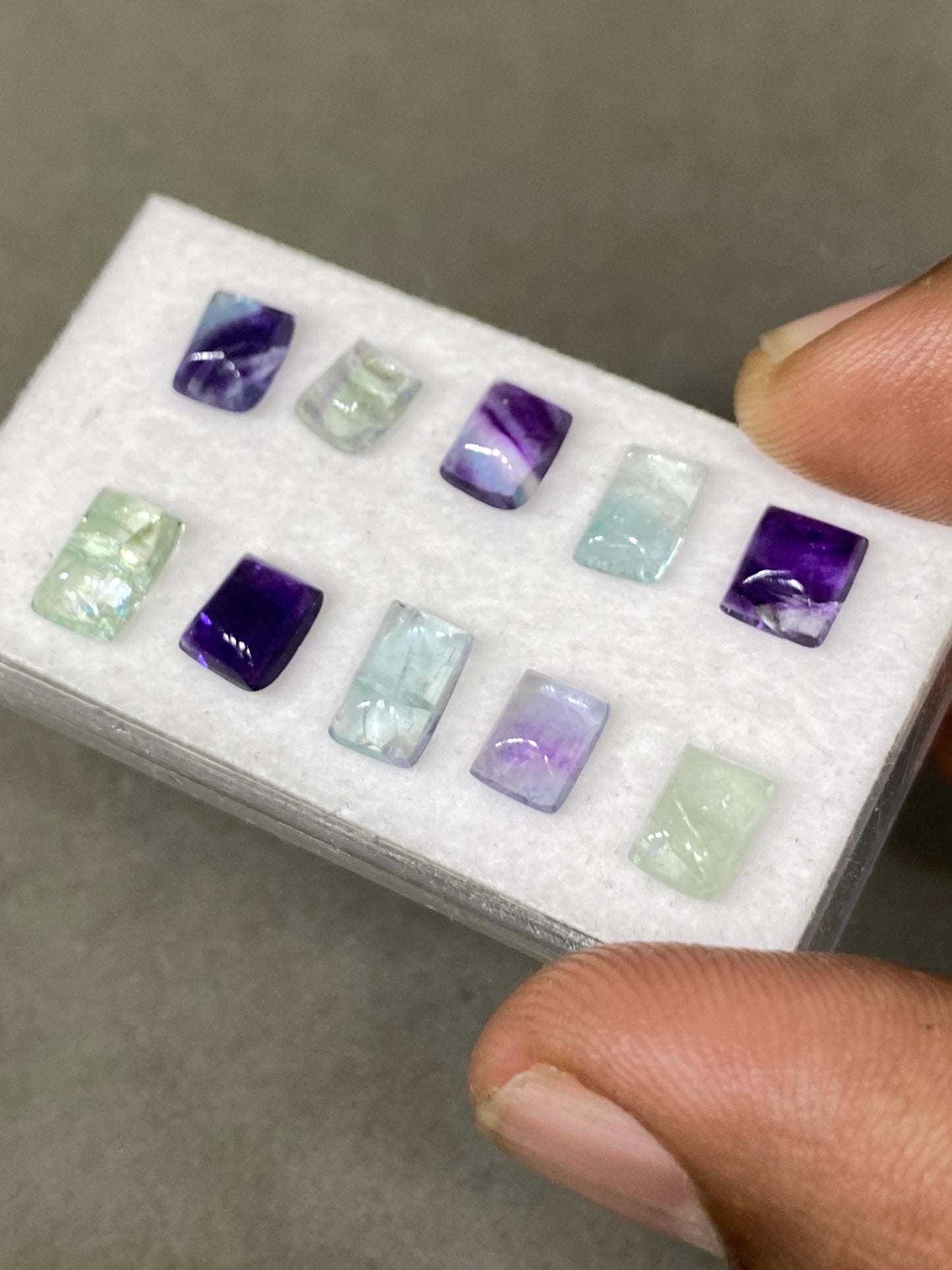 Beautiful natural rainbow green fluorite sugar loaf cabochons wholesale lot wt 12.45 cts pcs 10 size 6x5mm-8x5mm fluorite sugarloaf