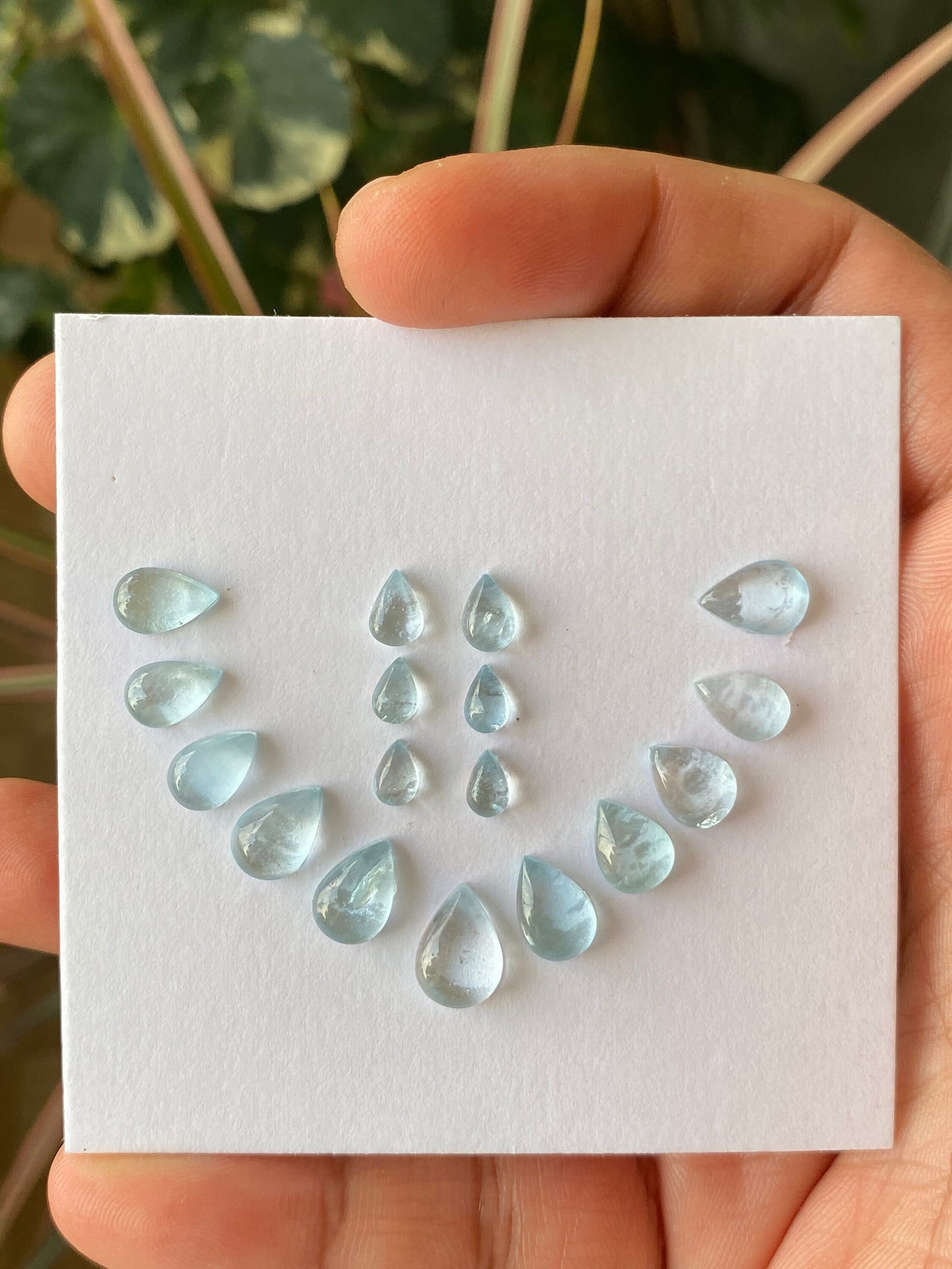 Amazing aquamarine pear cabochons necklace earring set natural aquamarine cabochons weight 22 pcs 17 size 6x4mm-11x8mm aquamarine cabochons