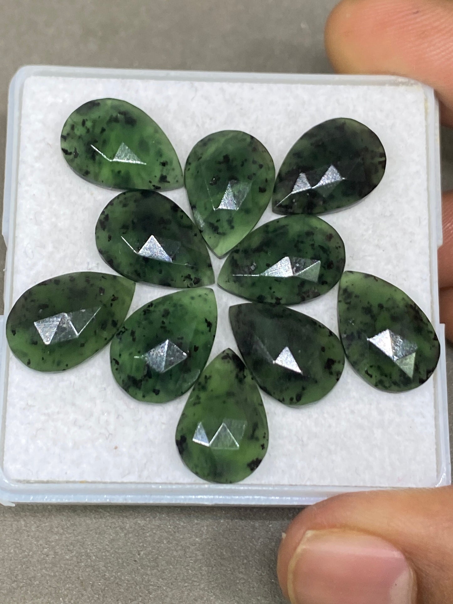 Beautiful moss serpentine rosecut pears flats  size 15x10mm approx  wt 44 cts carats pcs 10 serpentine rosecut wholesale