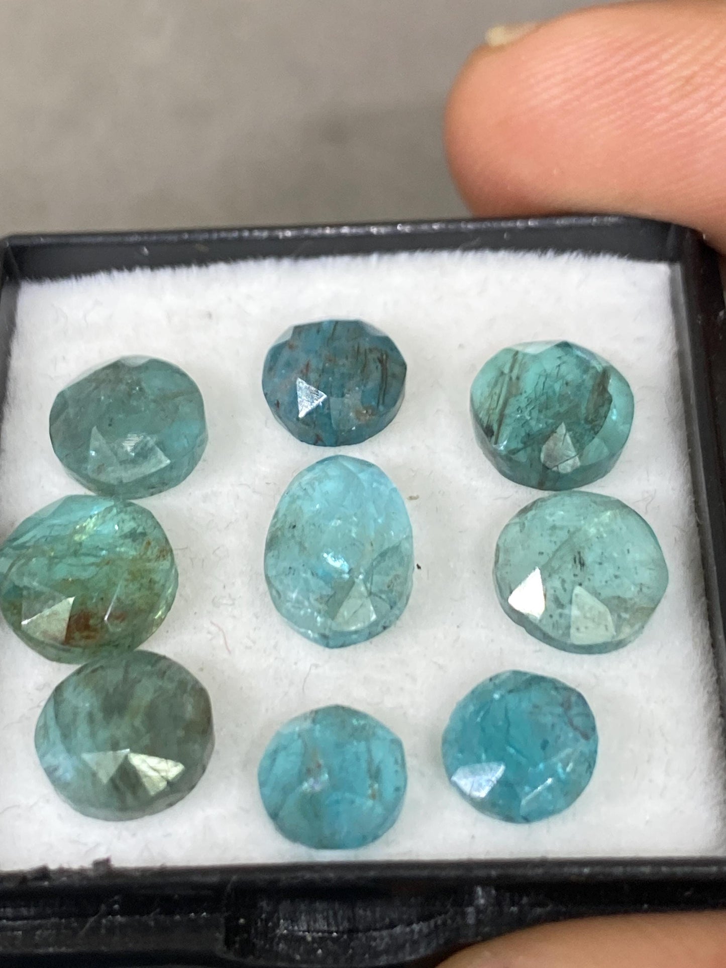 Lovely Blue green apatite rosecut wholesale lot weight 17 cts pcs 9 rosecut blue apatite flats size 6mm-8mm apatite rosecut