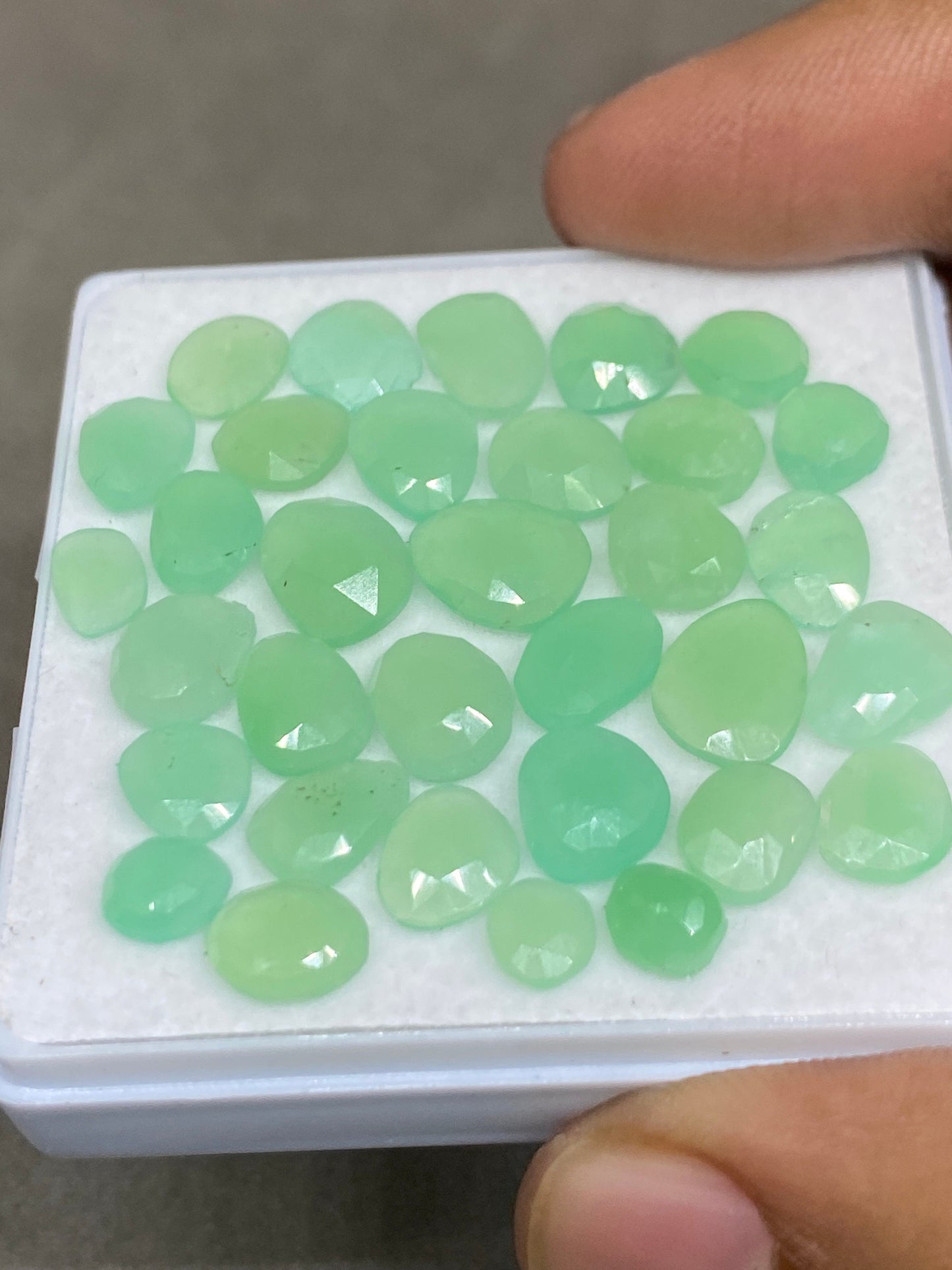 Fascinating Chrysoprase rosecut light green wholesale lot good quality wt 28 cts pcs 33 small size 5.2mm-9.7x7.5mm chrysoprase rosecut