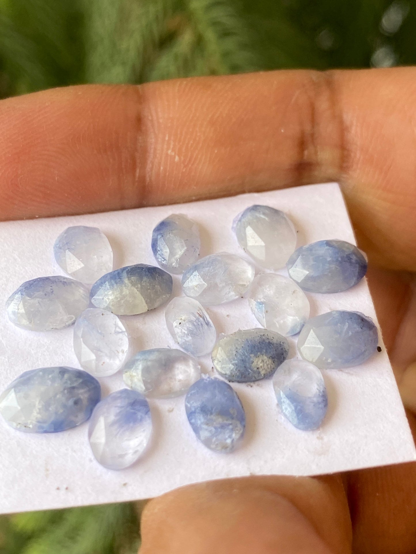 Stunning rare Dumortierite in quartz rosecut pcs 17 Wt 15 cts size 7.7mm-9.5x7mm  Brazilian mines dumortierite cabochons flatback rosecut