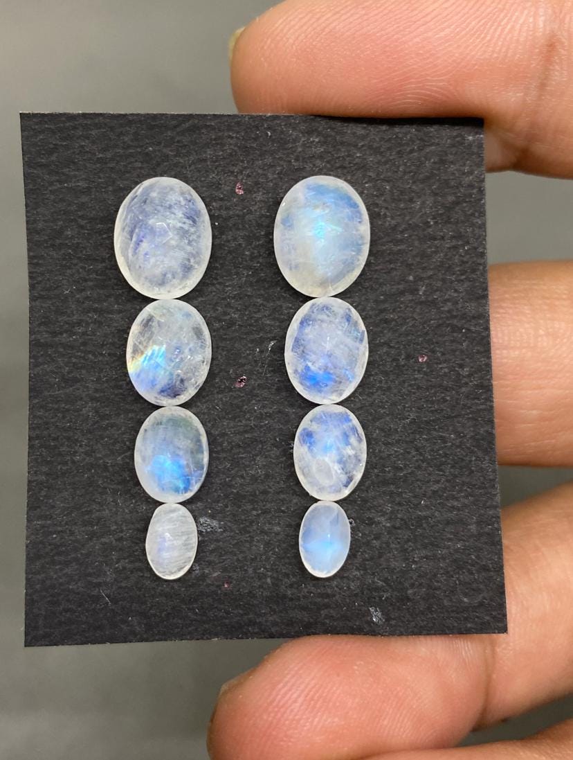 Stunning White rainbow moonstone earrings shape supply beautiful wholesale lot white rainbow cut stone