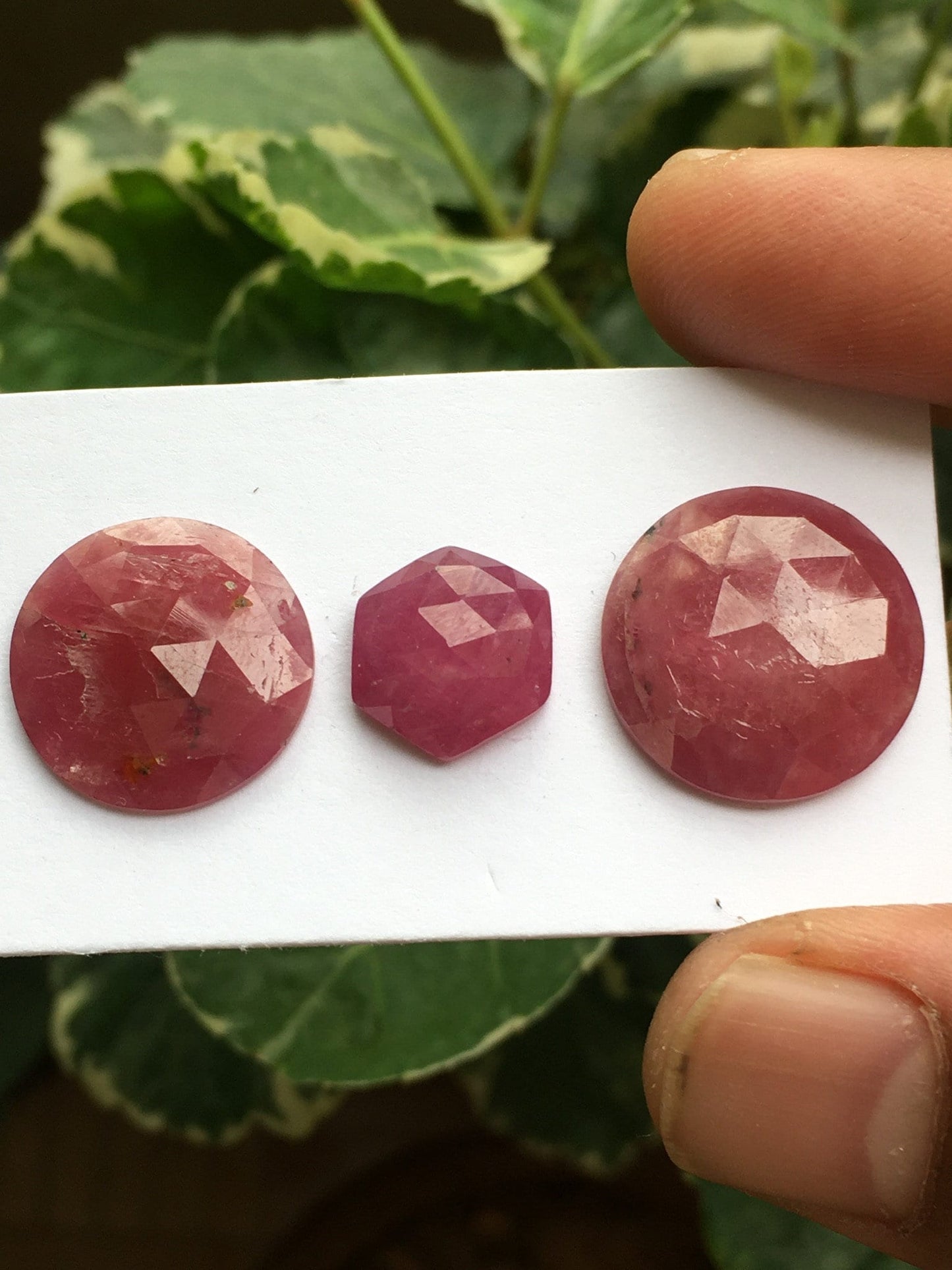 Stunning rare huge natural ruby Round hexagon unheated untreated ruby rosecut lot wt  32.10 cts pcs 3 size  12.2mm to 18.2mm  ruby rosecut