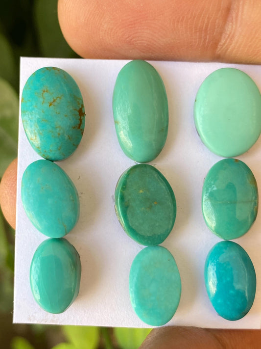 Stunning rare Arizona  mines Turquoise cabochons  natural smooth polished ovals pcs 9 wt 39.35 carats 11x8-16x8mm  turquoise cabochons