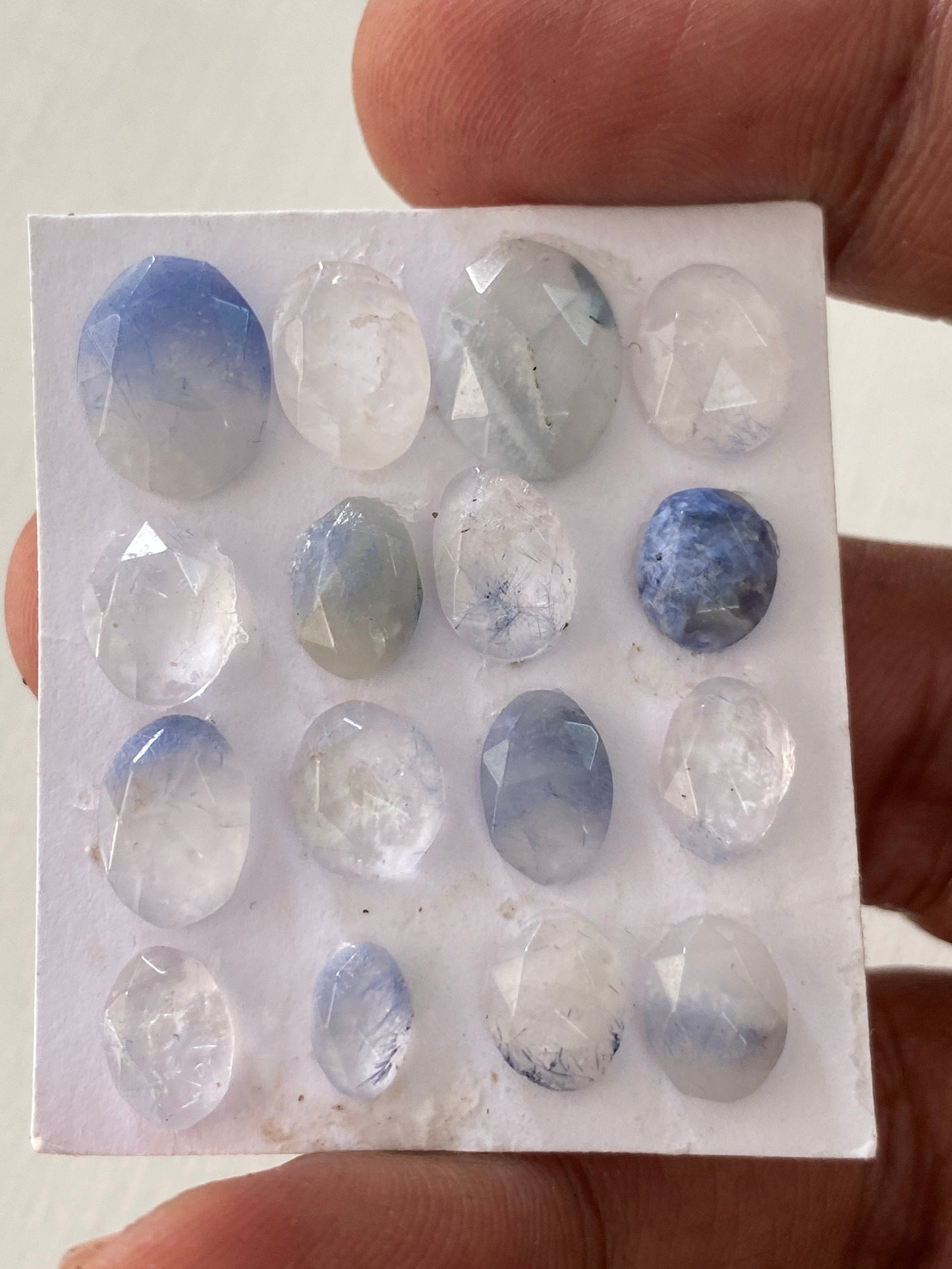 Dazzling rare Dumortierite in quartz rosecut Brazilian mines dumortierite cabochons pcs 16 Wt 24 cts 7x5-11x10mm dumortierite